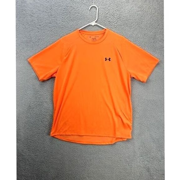 Under Armour Under Armour The Tech Tee Shirt Mens L Neon Orange Athletic Raglan Short Sleeve Crew Neck Breathable Pullover Regular Fit Size US L / EU 52-54 / 3 - 2 Thumbnail
