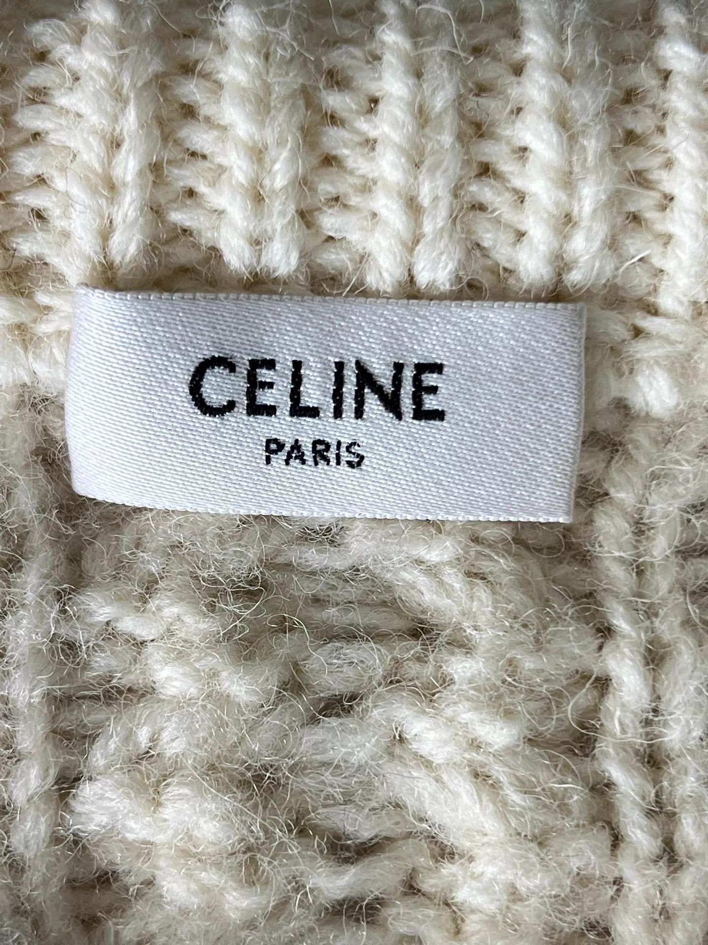 Celine Celine Triomphe Logo White Oversized Wool Sweater M Size M / US 6-8 / IT 42-44 - 5 Thumbnail