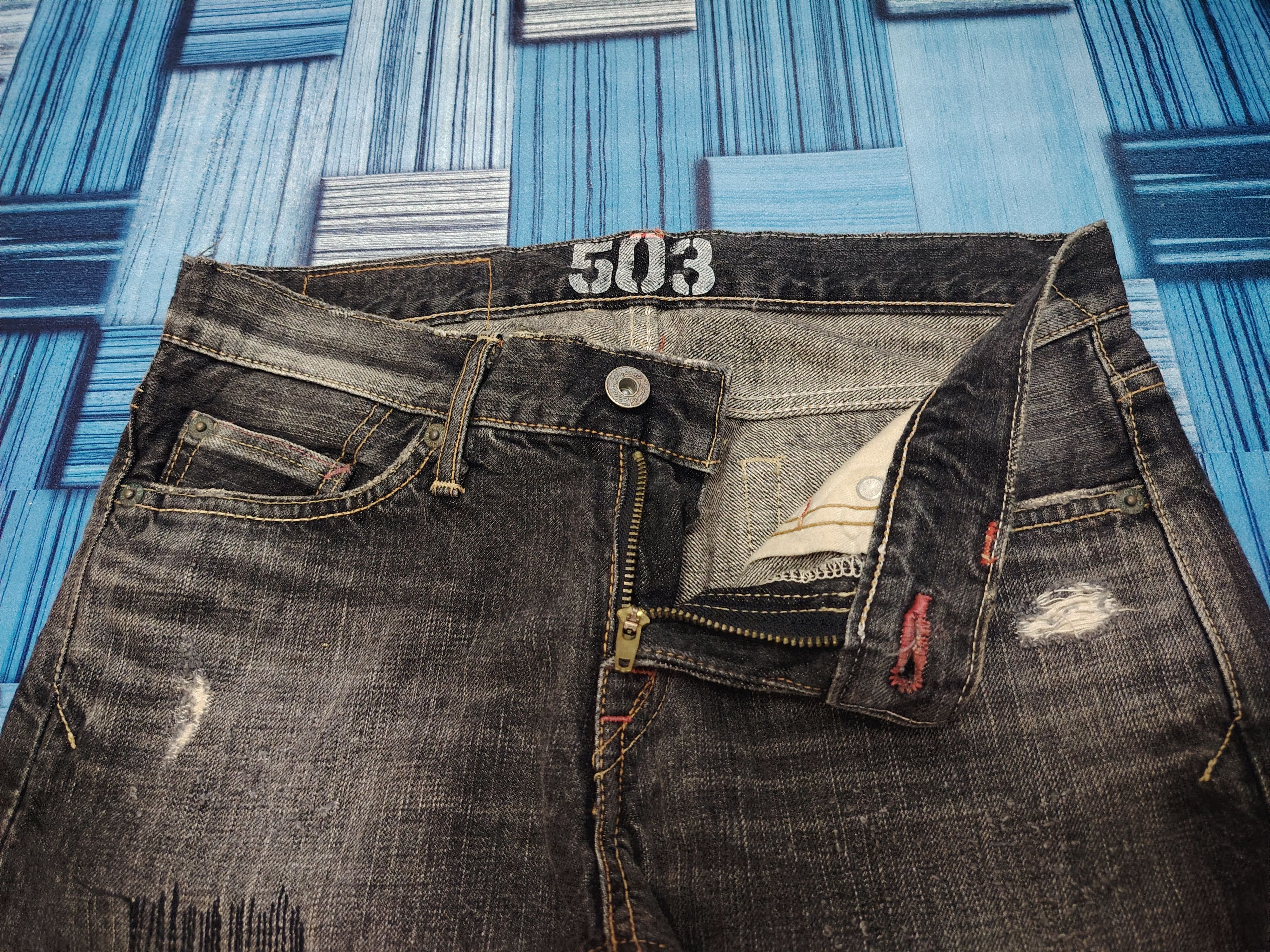 Edwin Japanese Edwin Ripped Flared Jeans I6W9 Style Size US 29 - 8 Thumbnail