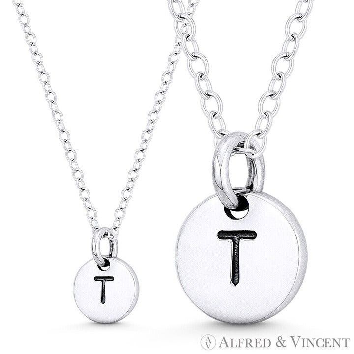 Other Initial Letter "T" Engraved Tiny Circle Pendant Size ONE SIZE - 1 Preview