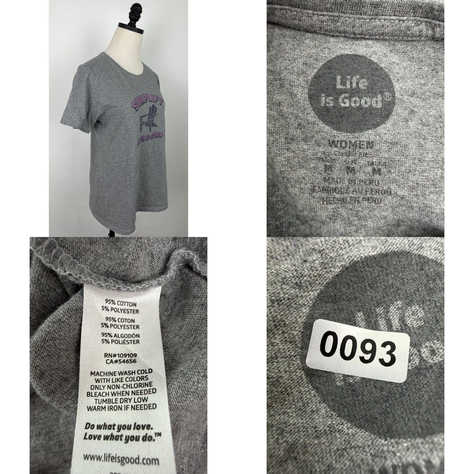 Life is Good Life is Good Womens Medium Classic Fit Heather Gray Tee Shirt Beach Bohemian Basic 90s? Size M / US 6-8 / IT 42-44 - 8 Thumbnail