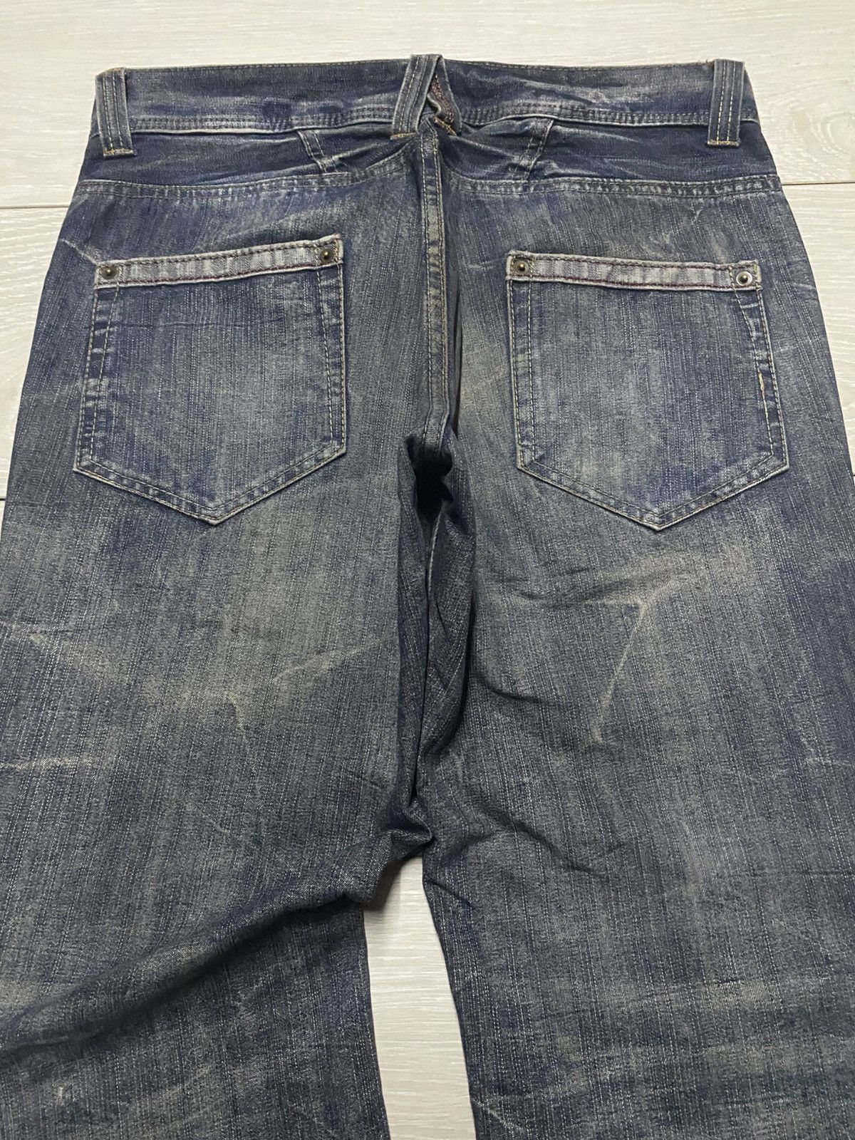 Japanese Brand Vintage Superrubis Mud Wash Thunder Loose Jeans Size US 32 / EU 48 - 4 Thumbnail