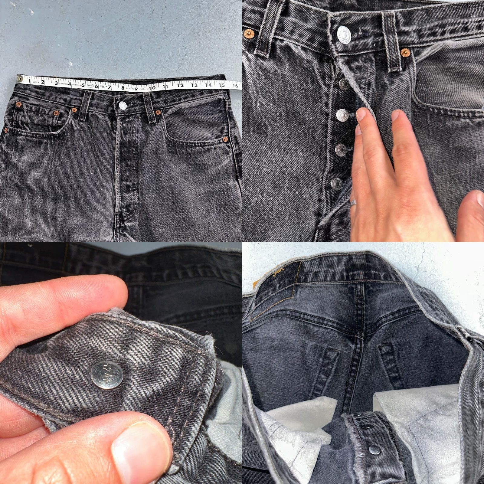 Levi's VINTAGE Levi's 501 Jeans Straight Leg Black Light Wash 32x36 90s USA Mens Size US 32 / EU 48 - 8 Thumbnail