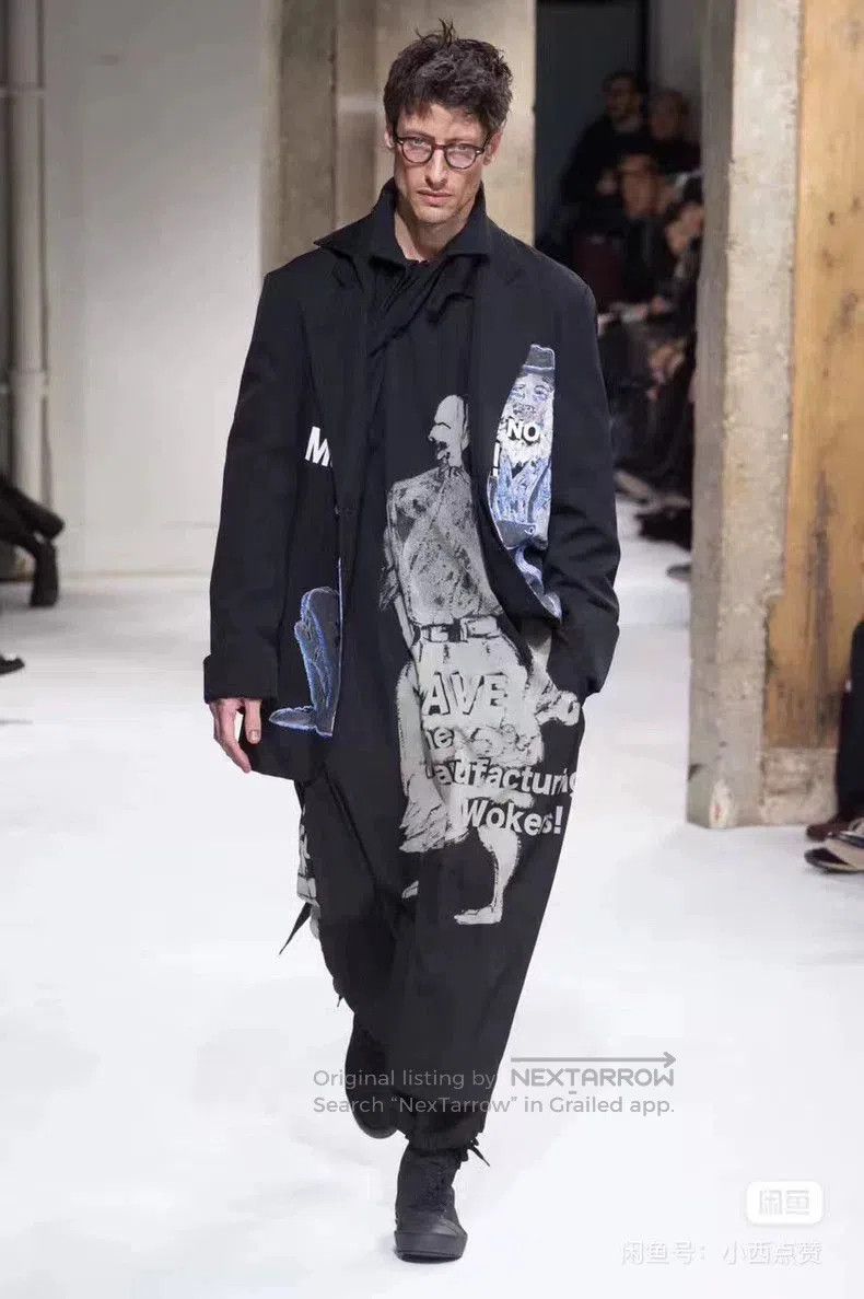 Yohji Yamamoto Asymmetric Wool Robe Coat.