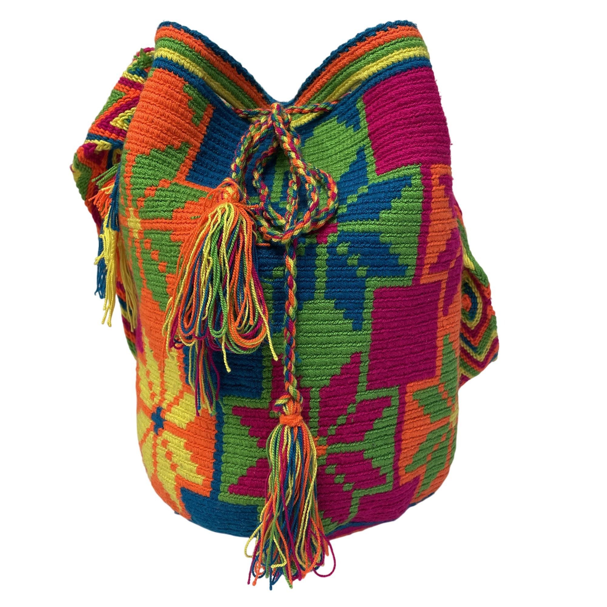 Other Vtg Wayuu Mochila NEON HandBag Hippie FLOWER POWER Purse Size ONE SIZE - 4 Thumbnail