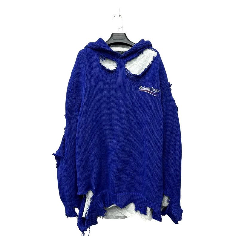Balenciaga Balenciaga Blue destroyed coke sweater Size US XS / EU 42 / 0 - 1 Thumbnail