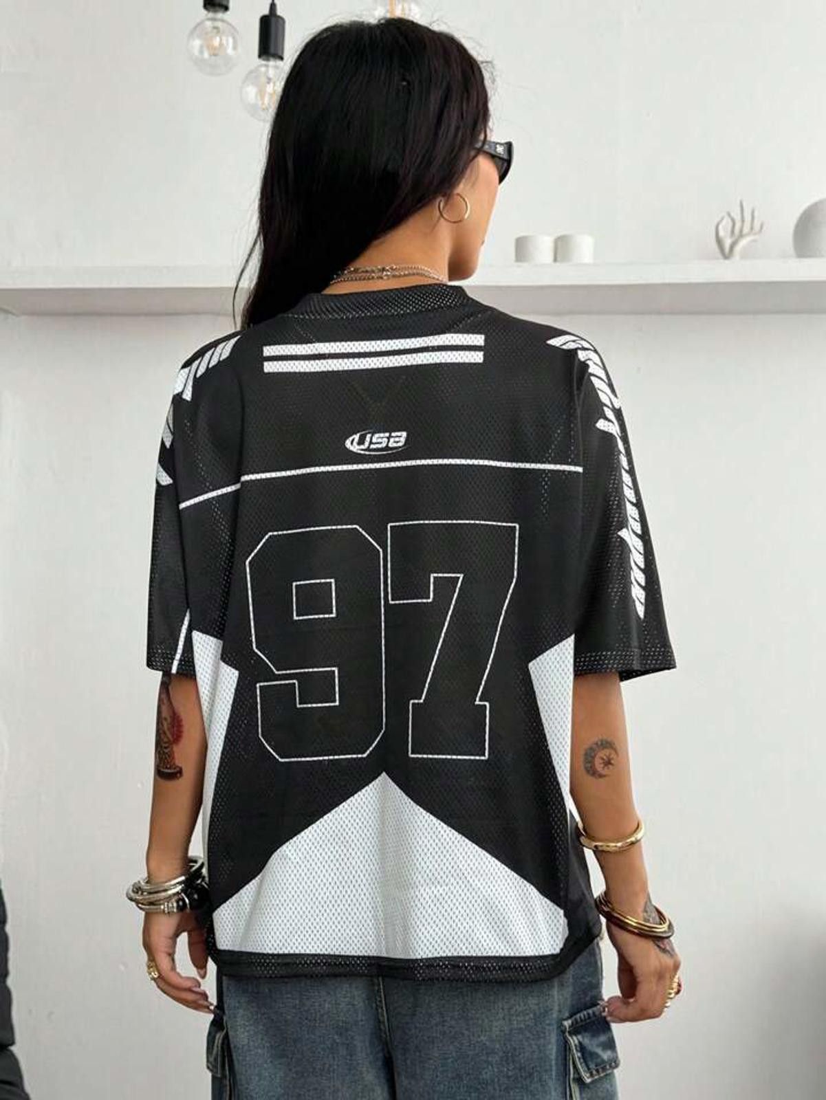 Other Black and White USA Mesh Number 97 Jersey Size ONE SIZE - 2 Thumbnail