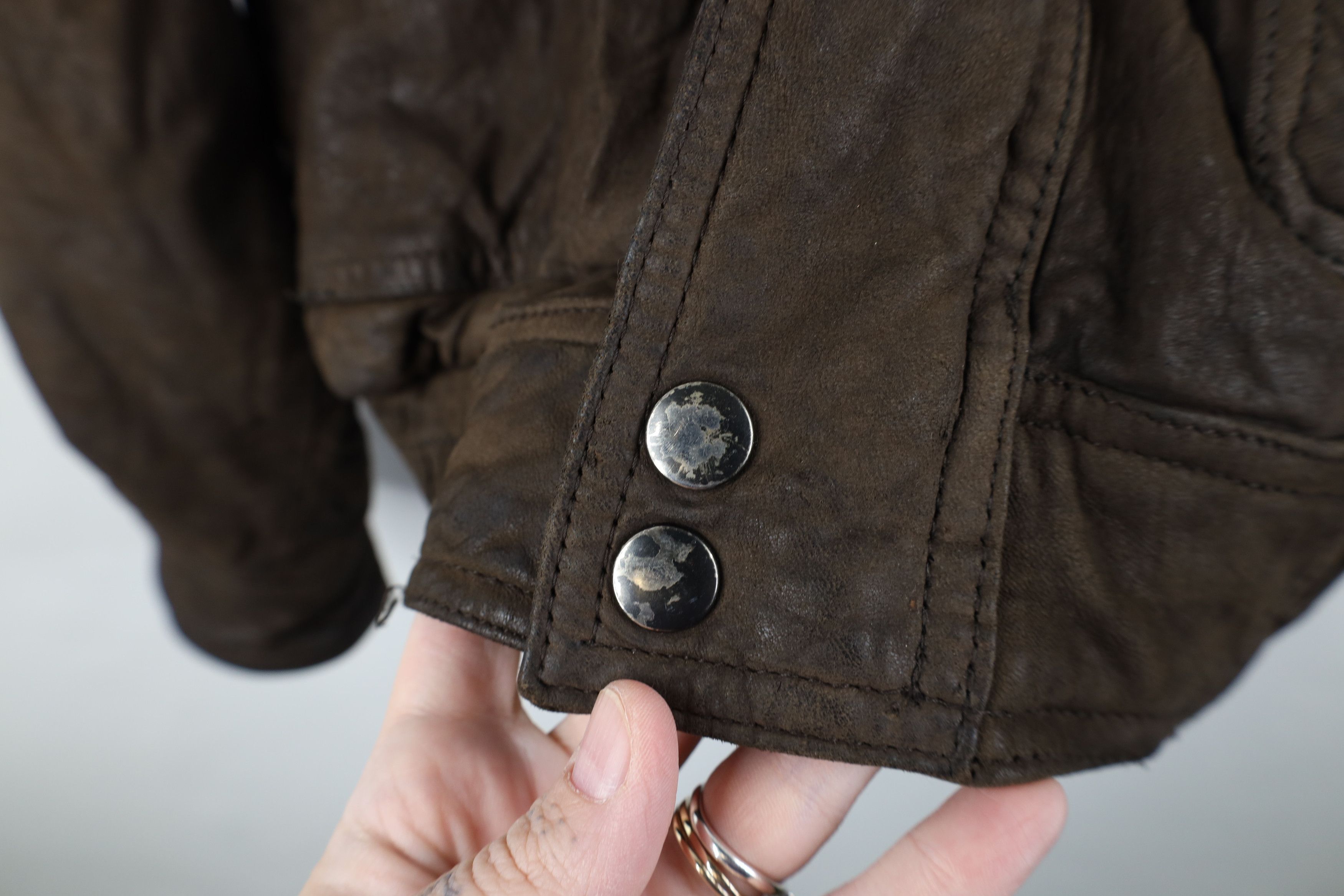 Vintage AS IS Vintage 90s Streetwear Leather Cafe Bomber Jacket Size US S / EU 44-46 / 1 - 8 Thumbnail