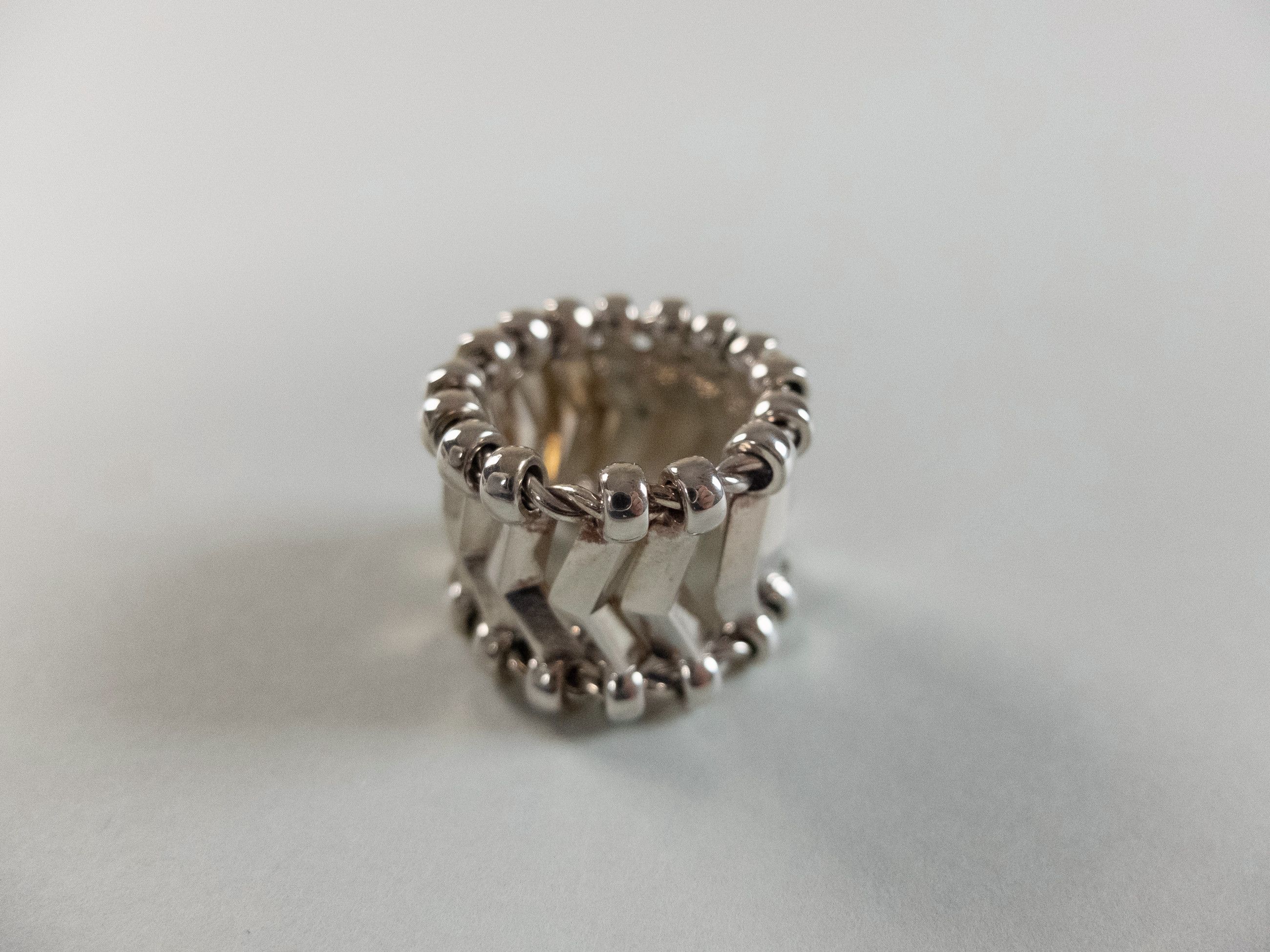 Bottega Veneta BOTTEGA VENETA Chevron silver sculptural band ring Size 15 q Size ONE SIZE - 5 Thumbnail