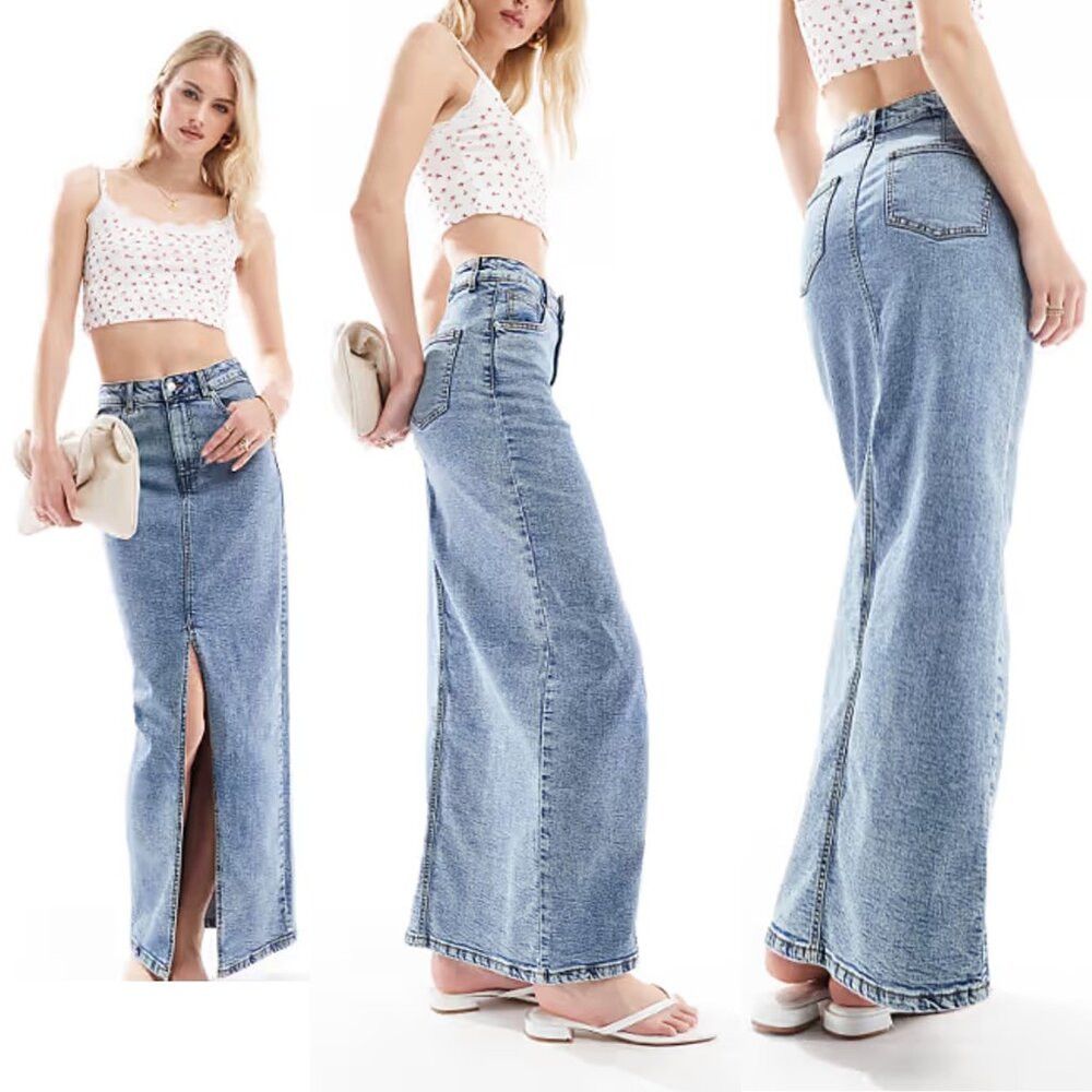 Asos ASOS DESIGN Denim Maxi Skirt With Split Size 14 Tall Size 36" / US 14 / IT 50 - 1 Thumbnail