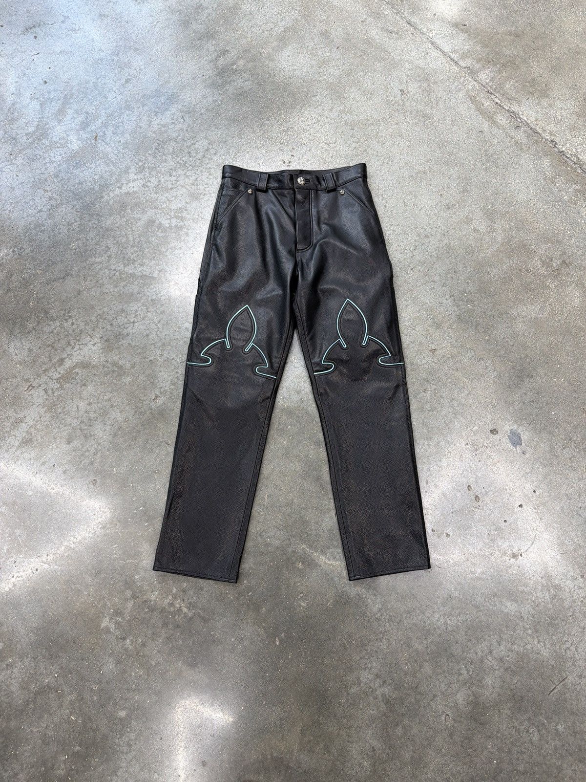 Chrome Hearts Chrome Hearts St Barth Exclusive Fleur Knee Leather Pants Size US 30 / EU 46 - 1 Thumbnail