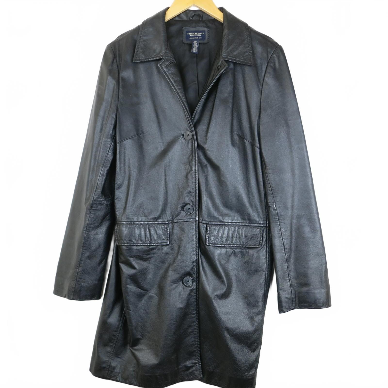 American Eagle Outfitters American Eagle Black Leather Button-Up Car Coat Women's M Size M / US 6-8 / IT 42-44 - 1 Thumbnail