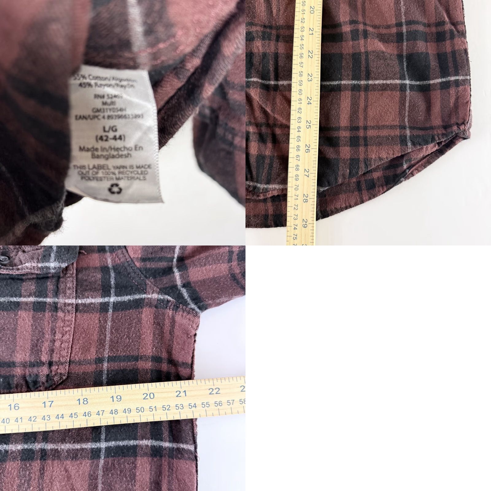Harley Davidson Harley-Davidson Shirt Mens Large Maroon Black Plaid Flannel Buffalo Shirt Size US L / EU 52-54 / 3 - 8 Thumbnail