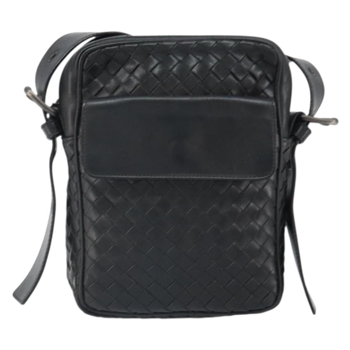 BOTTEG AVENETA INTRECCIATO Shoulder Bag Leather Black Silver