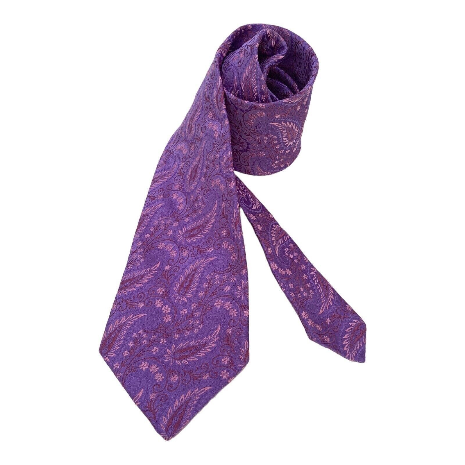 Ted Baker TED BAKER Purple Paisley Luxury Silk Tie Hand Tailored In US Size ONE SIZE - 1 Thumbnail