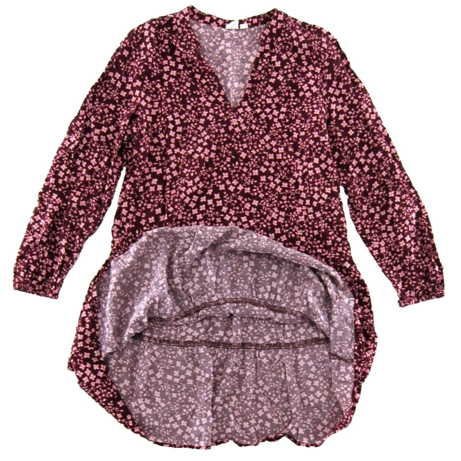 Gap GAP Dress Pink Floral Long Sleeve V-Neck Tunic Smock 100% Rayon Small Women Size S / US 4 / IT 40 - 5 Thumbnail