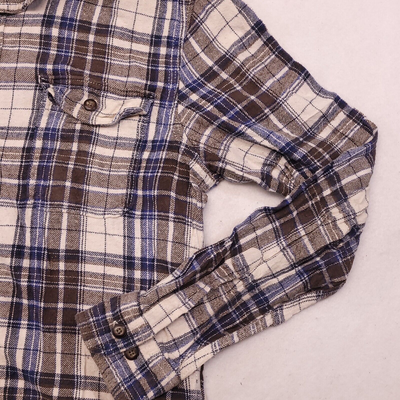 Sonoma Sonoma Madras Flannel Button Up Shirt Mens Size M Brown Blue Size US M / EU 48-50 / 2 - 6 Thumbnail