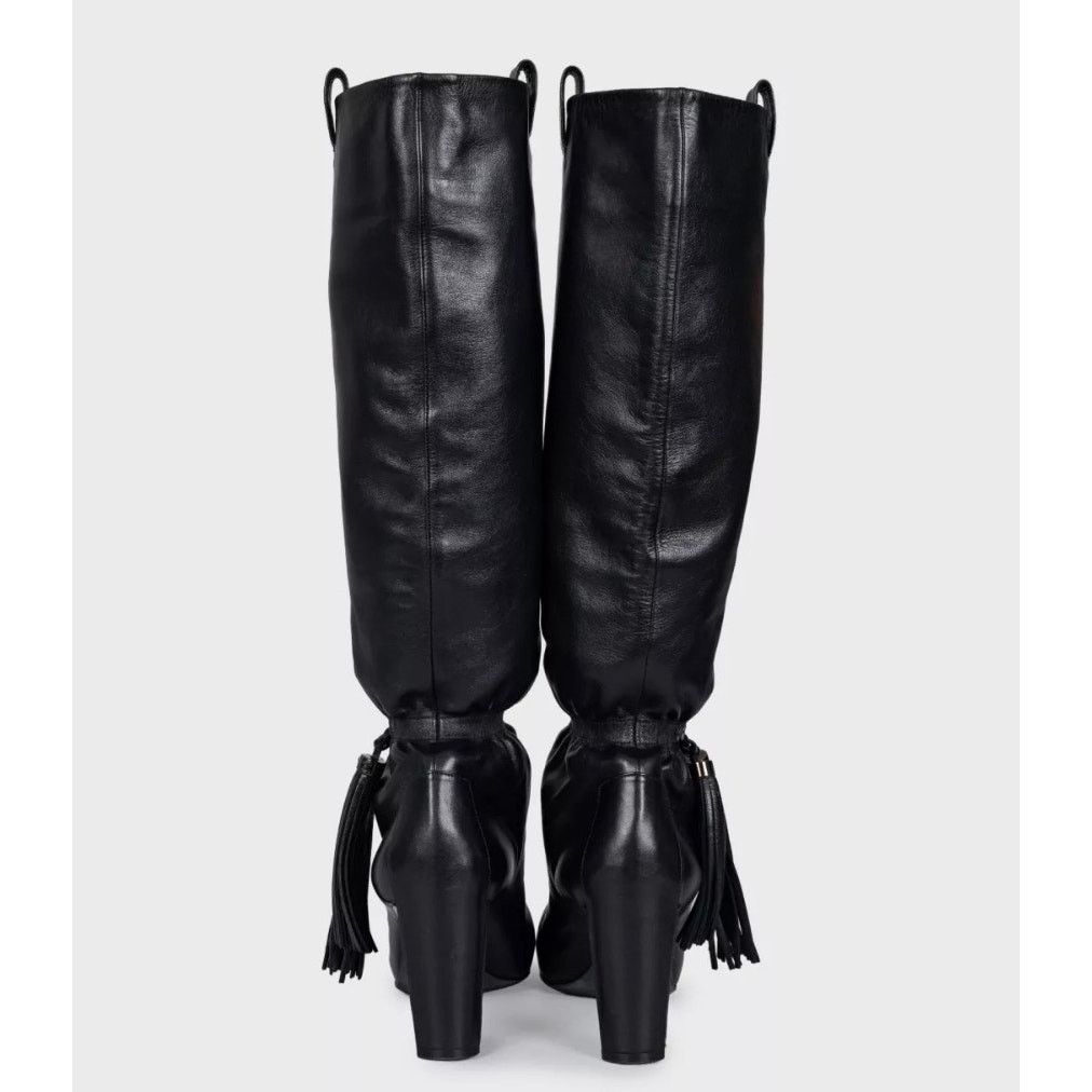 Celine Celine Black Leather Fringe Tapered Boots - Size 38 Size US 7 / IT 37 - 5 Thumbnail