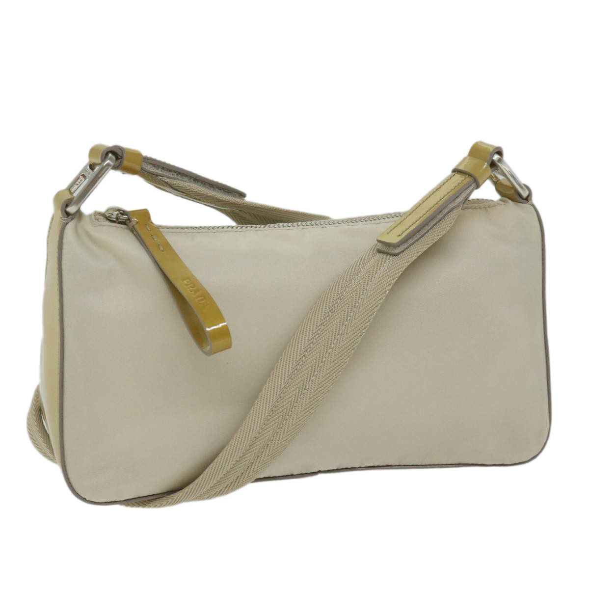 image of Prada Shoulder Bag Nylon Enamel Beige Auth 61325, Women's