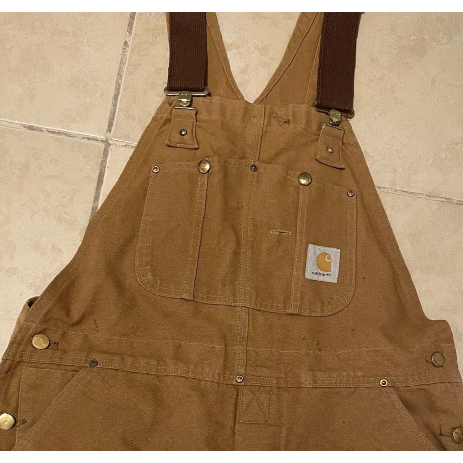 Carhartt Vtg Carhartt Faded Distress Quilted Overalls 38 USA Grunge Trucker Biker 80s 90s Size US 38 / EU 54 - 7 Thumbnail