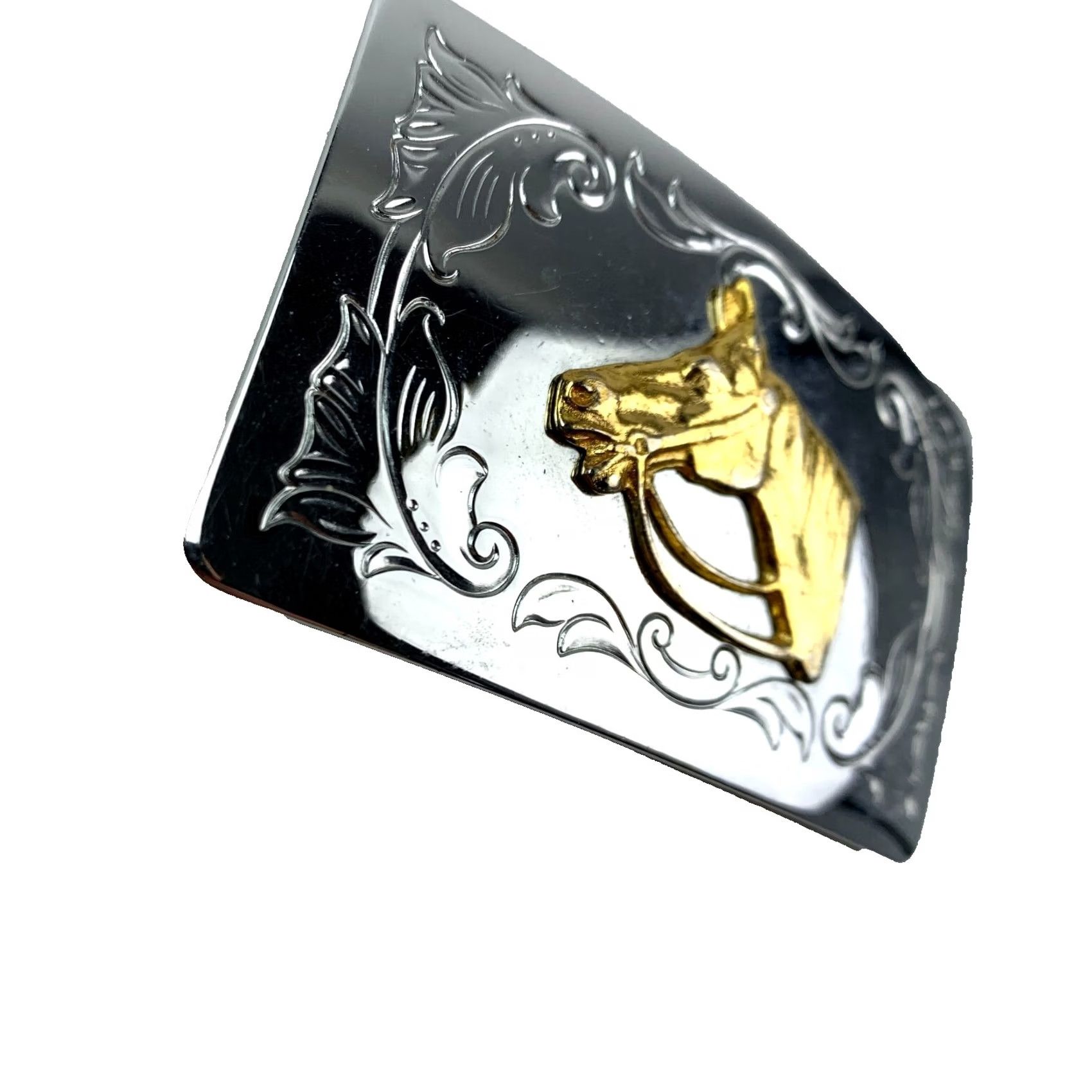 Vintage VINTAGE Horse Head Silver Gold Tone 3D Metal Belt Buckle Made in USA Unbranded Adult Unisex 1970s Silver Belt Buckle Size ONE SIZE - 2 Thumbnail