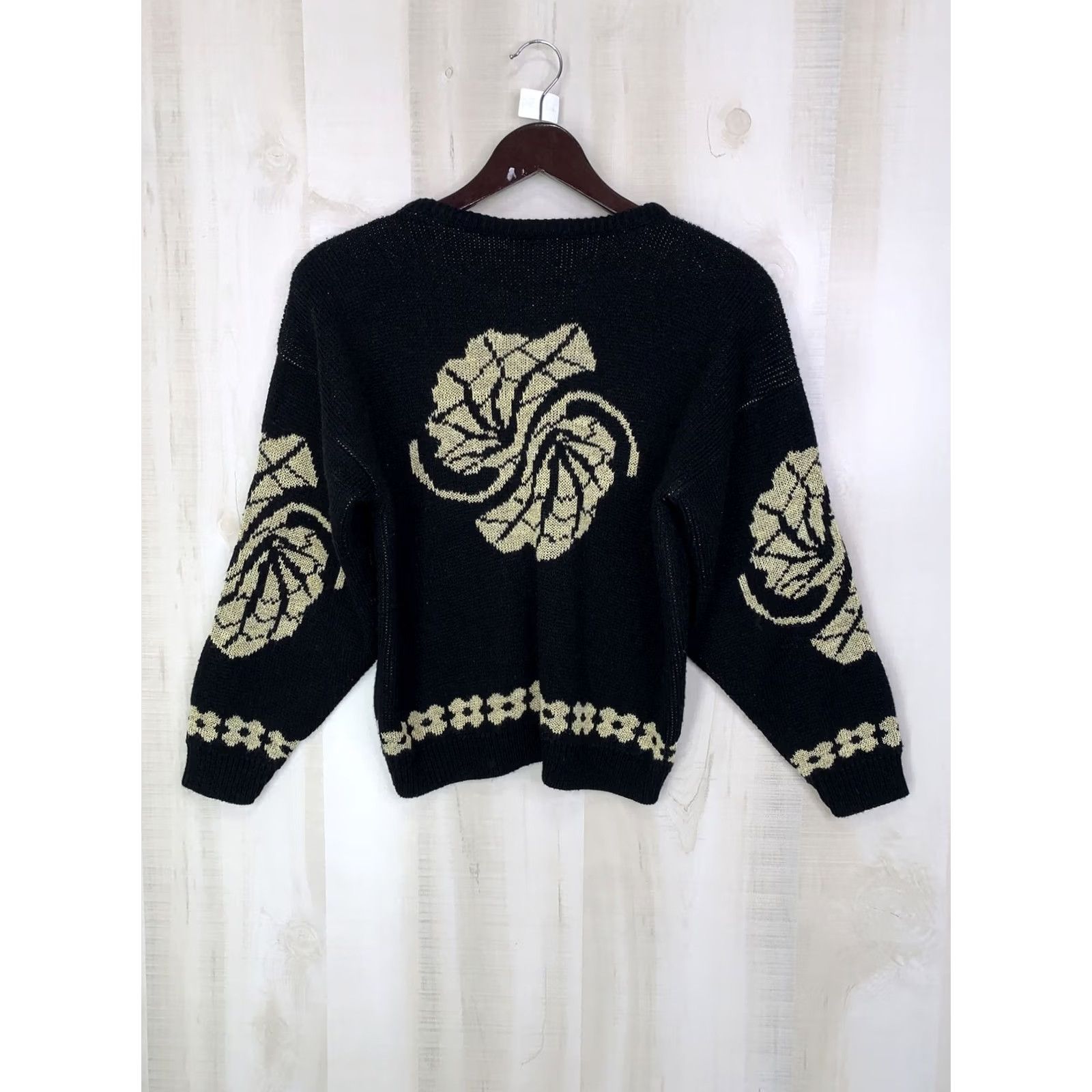 Vintage VINTAGE Le Rouge Sweater Shirt Womens M Black 90s 80s Knit Casual Crew Neck Long Sleeve Pullover Size M / US 6-8 / IT 42-44 - 7 Thumbnail