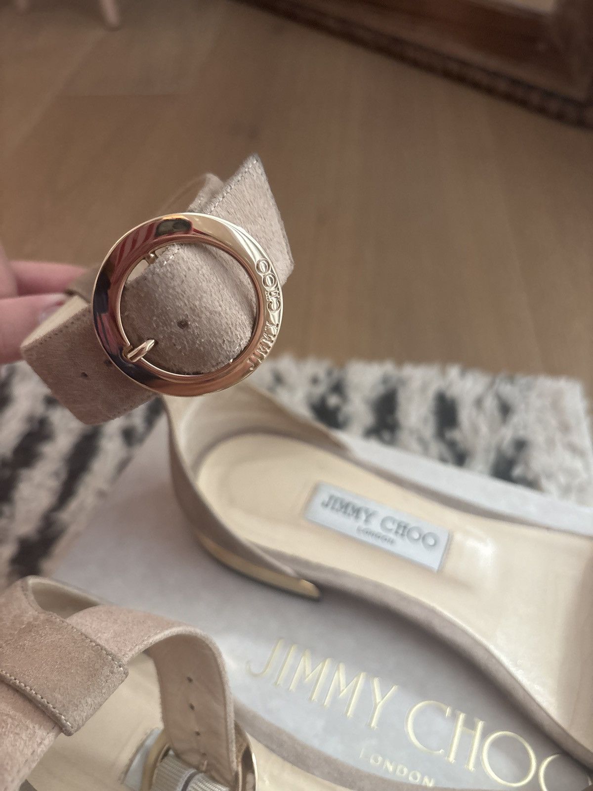 Jimmy Choo Jimmy Choo Suede Jaimie Ankle Strap Sandal Size US 9.5 / IT 39.5 - 3 Thumbnail
