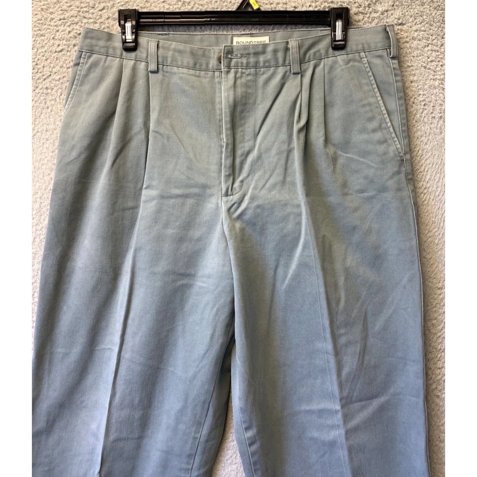 Roundtree & Yorke VINTAGE Roundtree & Yorke Men’s Dress Pants Size 38x34 Chino Straight Leg Teal Green Classic 90s Size US 38 / EU 54 - 2 Thumbnail
