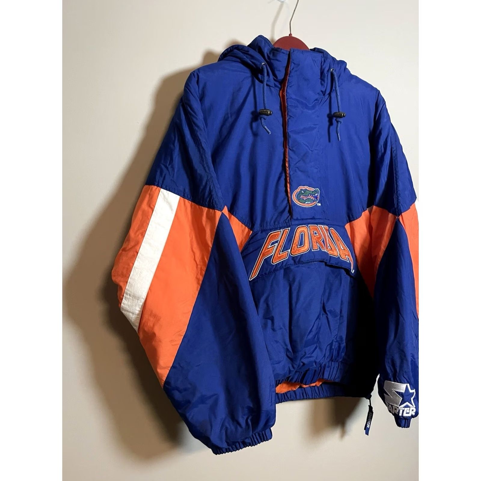 Starter VINTAGE Starter Florida Gators Hooded Puffer Jacket NCAA Half Zip XL Men Blue & Orange Embroidered Logo Size US XL / EU 56 / 4 - 3 Thumbnail