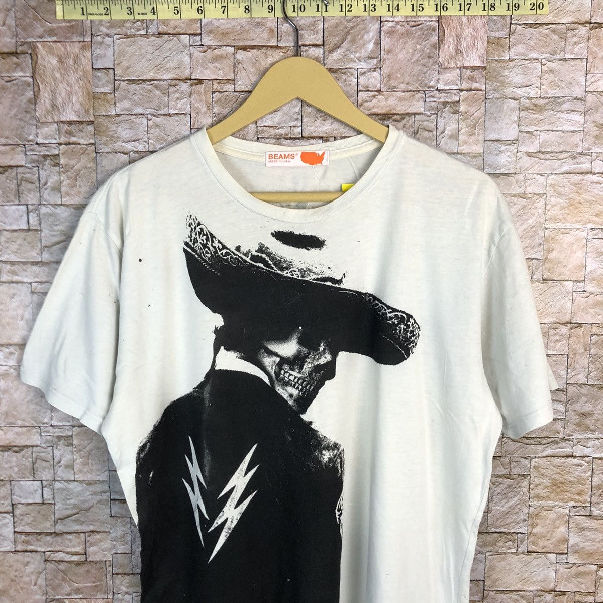 Beams Plus Bobby Doo Beans cowboy skull White Short T-Shirt #A412 Size US L / EU 52-54 / 3 - 2 Thumbnail