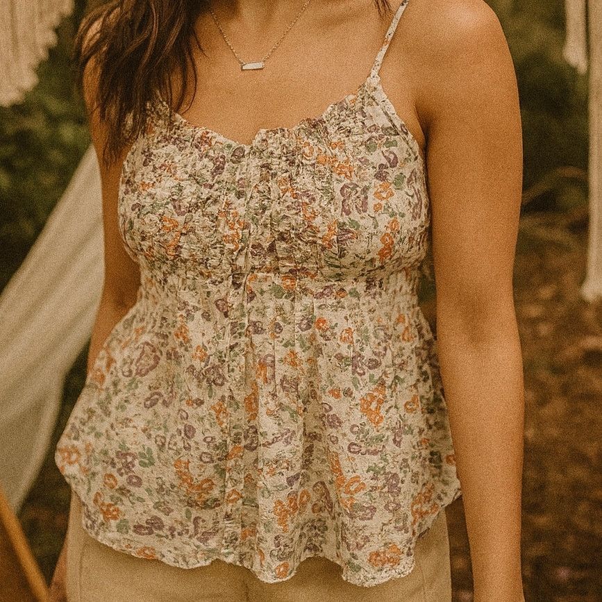 Rebecca Taylor Rebecca Taylor Floral Silk Peplum Ruffle Front Cami Y2K 4 Size S / US 4 / IT 40 - 1 Thumbnail