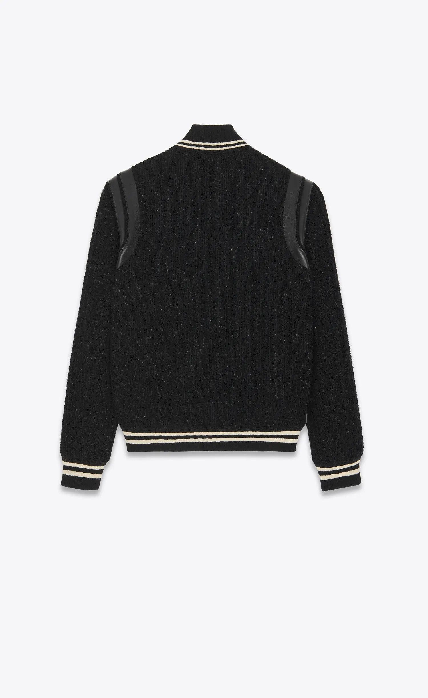 Saint Laurent Paris o1s1wg110225 354718 Teddy Jacket in Wool in Black/White Size US L / EU 52-54 / 3 - 2 Thumbnail