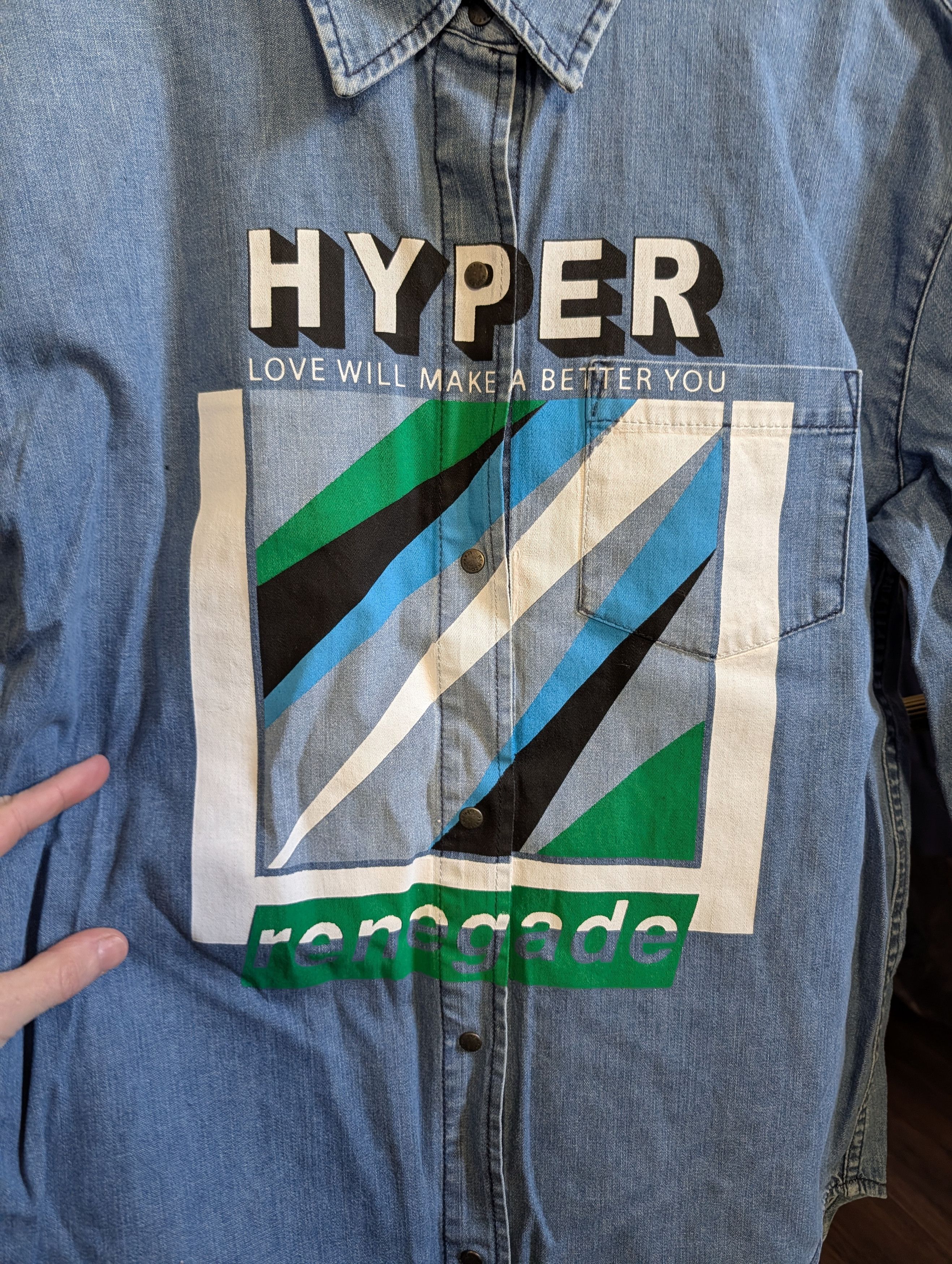 Kenzo Blue denim made in Italy HYPER RENEGADE snap shirt Size US S / EU 44-46 / 1 - 3 Thumbnail