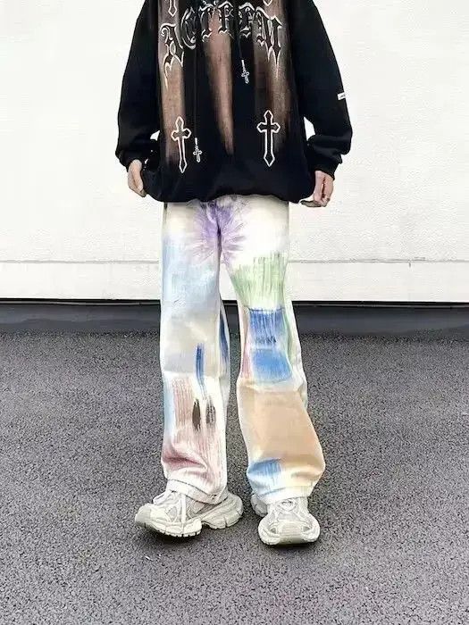 Japanese Brand × Jean Paint Splatter White Baggy Denim Jeans Size US 32 / EU 48 - 1 Thumbnail