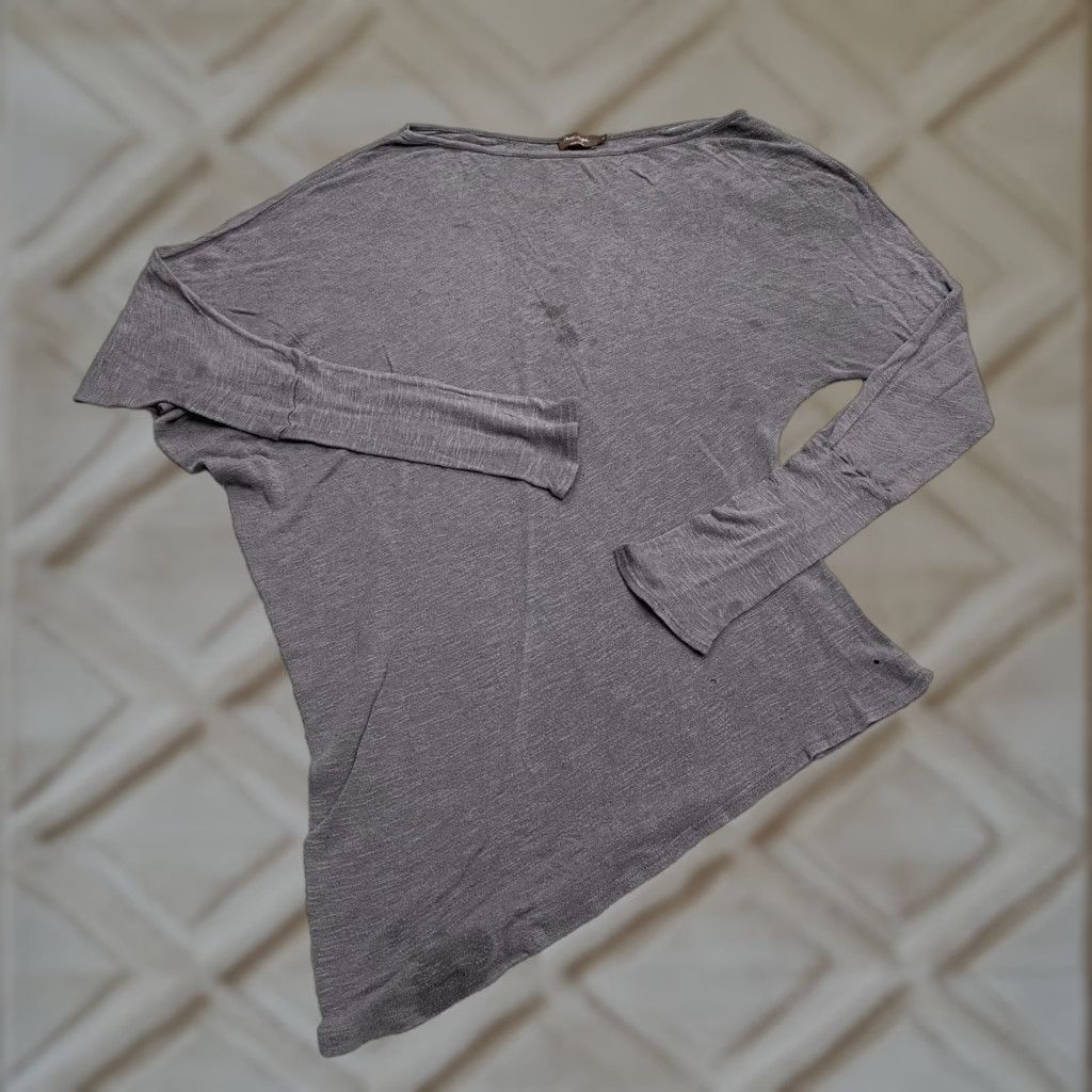 Vintage VINTAGE Phase Eight Wool Blend Blouse Women's Small Gray Long Sleeve Casual, Workwear, Travel 90s Italian Designer Size S / US 4 / IT 40 - 1 Thumbnail