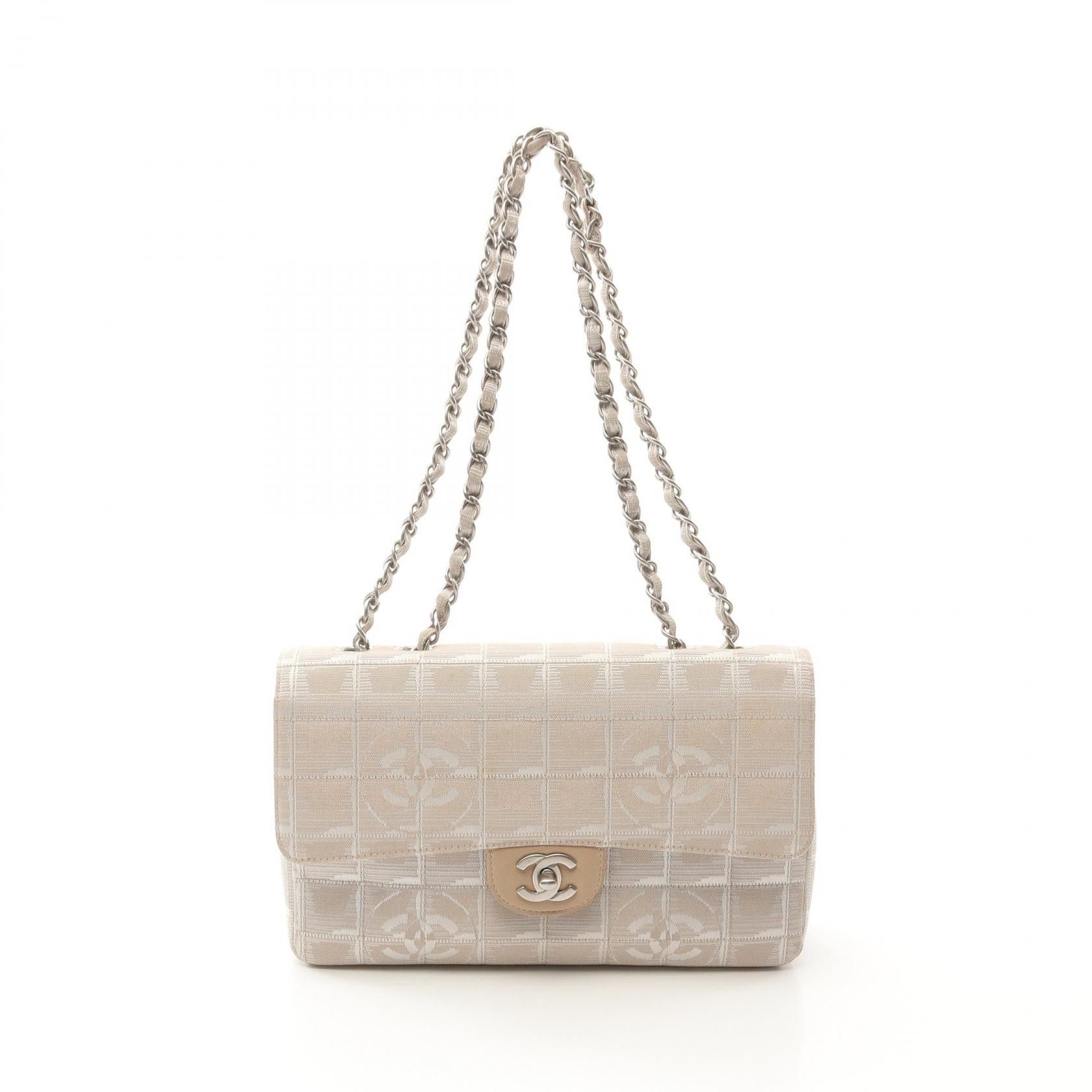 Chanel Chanel New Travel Line Leather Nylon Canvas Shoulder Bag Leather Shoulder Bag A15285 in Beige, Women's