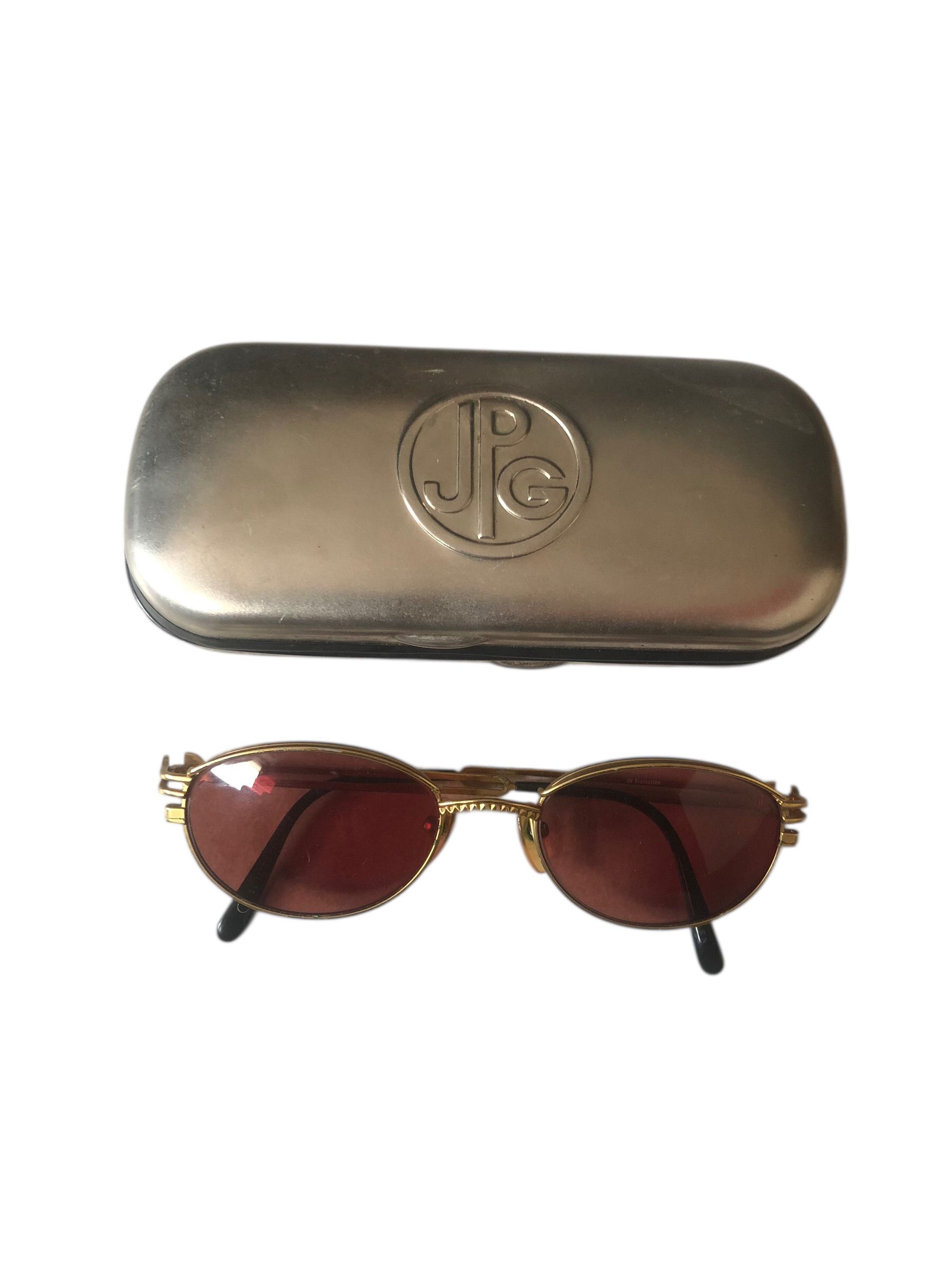 Jean Paul Gaultier 💯🔥Vintage JPG JEAN PAUL GAULTIER 58-6104 Gold Sunglasses Size ONE SIZE - 1 Thumbnail