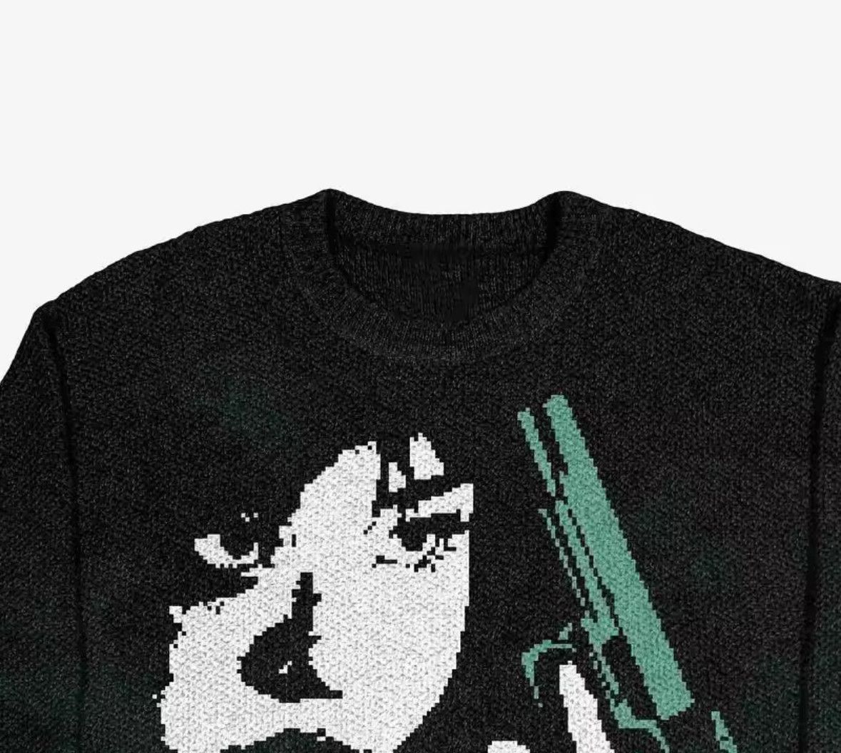 Japanese Brand Street Girl Shooter Pattern Sweater Jacquard Knit Sweatshirt Size US M / EU 48-50 / 2 - 2 Thumbnail