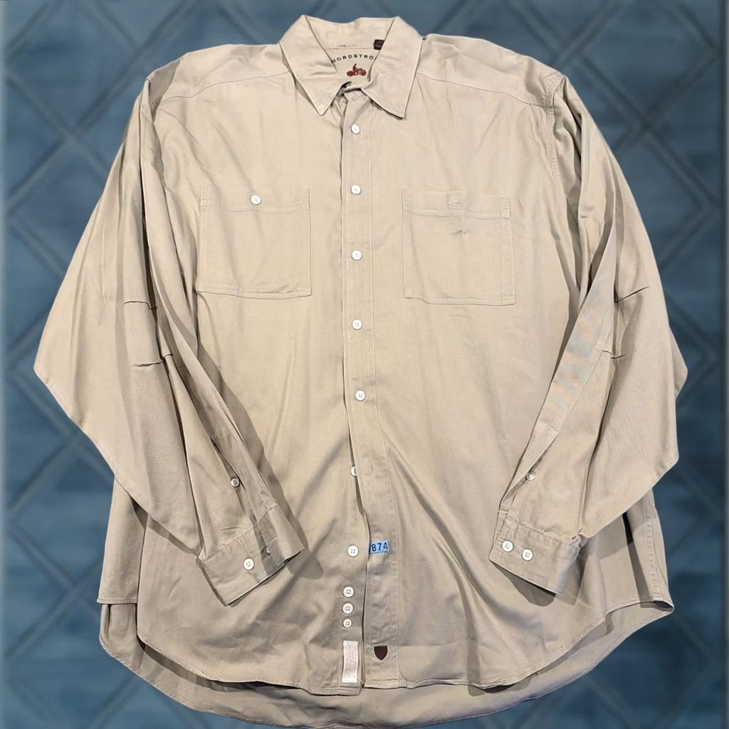 Nordstrom VINTAGE NORDSTROM SHIRT XL NATURAL STYLE LONGSLEEVE BUTTON DOWN SAFARI DRESS Size 46R - 1 Thumbnail