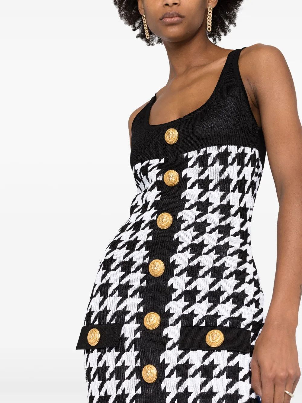 Balmain o1y0525 Mini Dress in Black/White Size S / US 4 / IT 40 - 3 Thumbnail