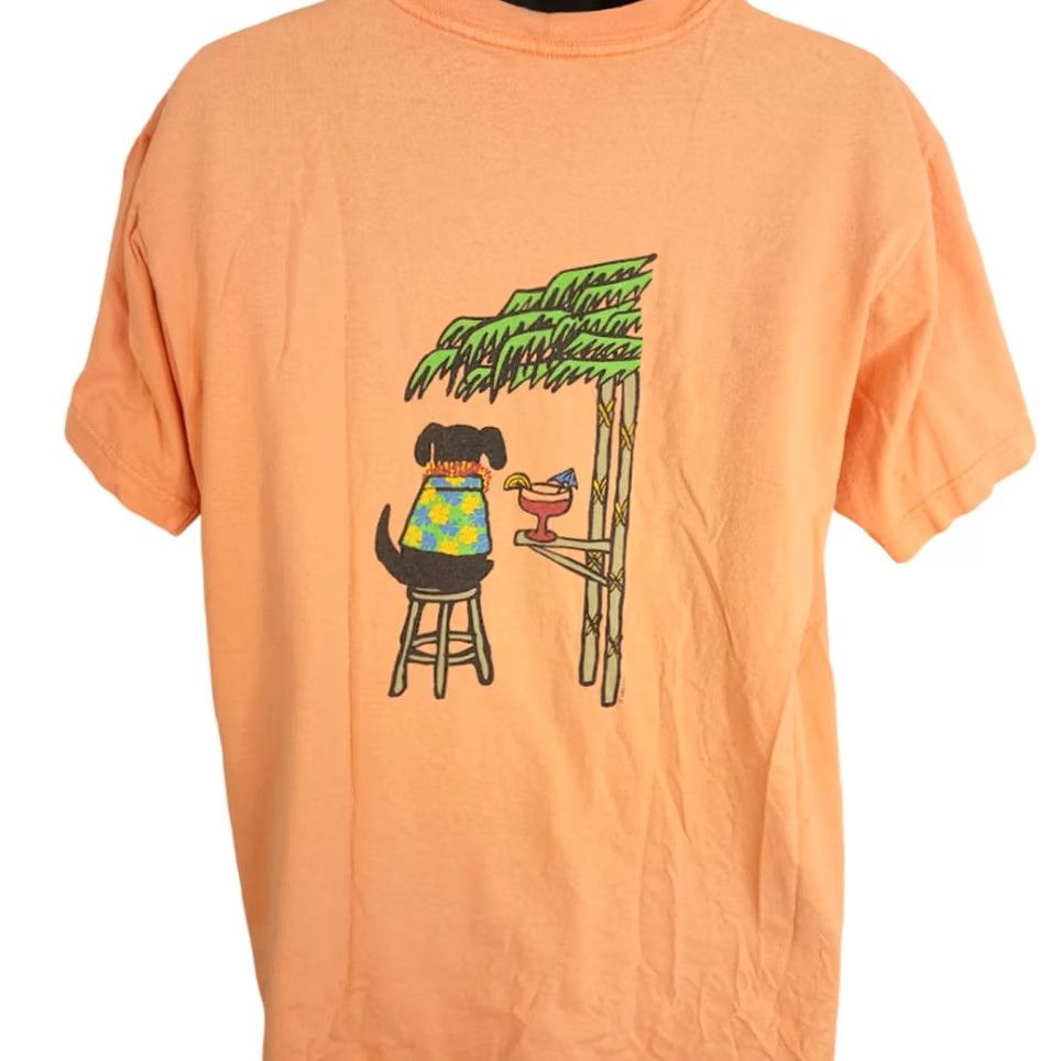 Vintage VINTAGE Gravity Tropical Dog T Shirt Mens Large 90s Florida Keys Palm Tree Orange Cotton Crew Neck Short Sleeve Dog Daze Womens Mens Boys Girls Size US L / EU 52-54 / 3 - 2 Thumbnail