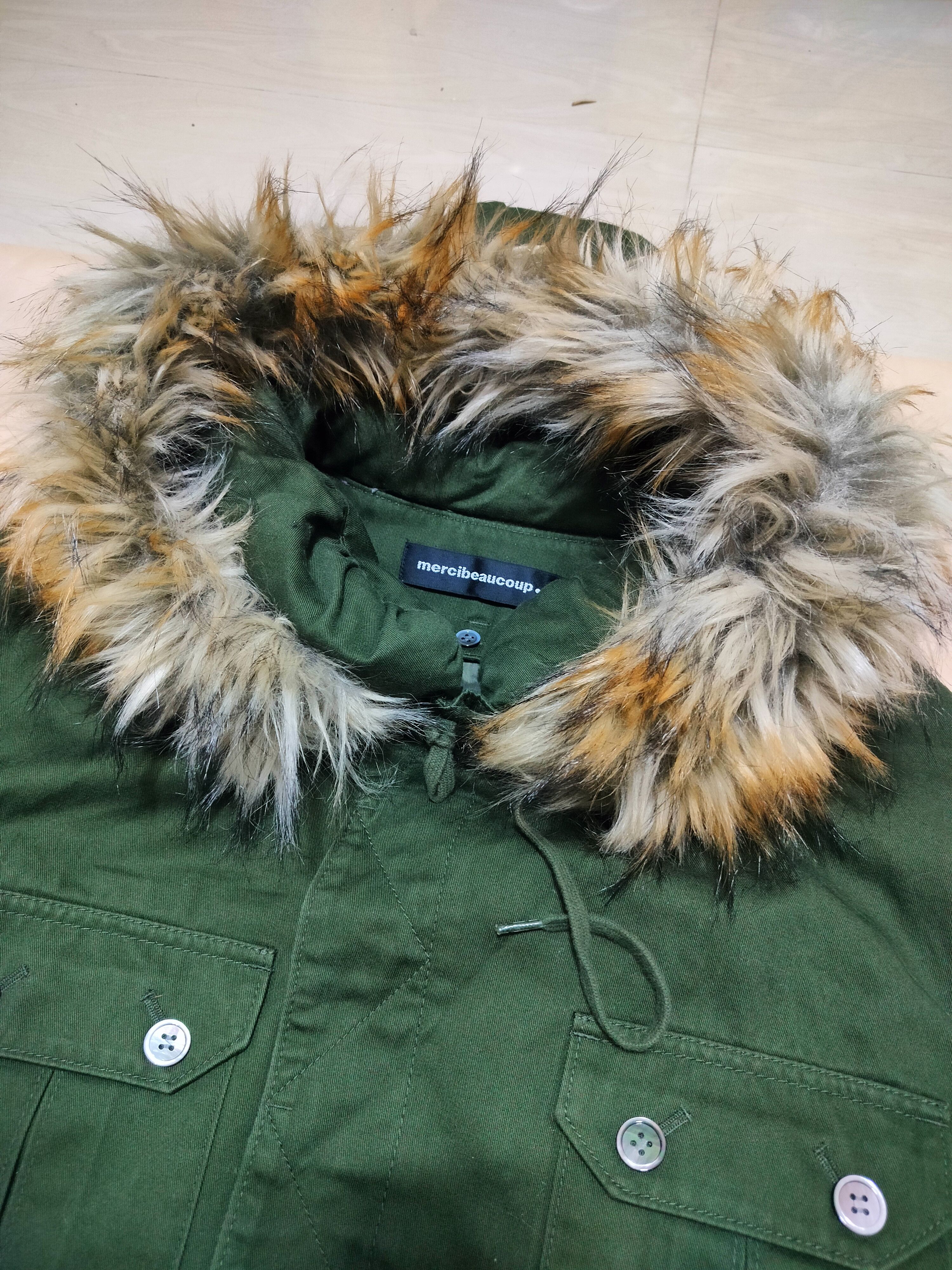 Issey Miyake Mercibeaucoup Green Parka Jacket with Fur Size US L / EU 52-54 / 3 - 4 Thumbnail