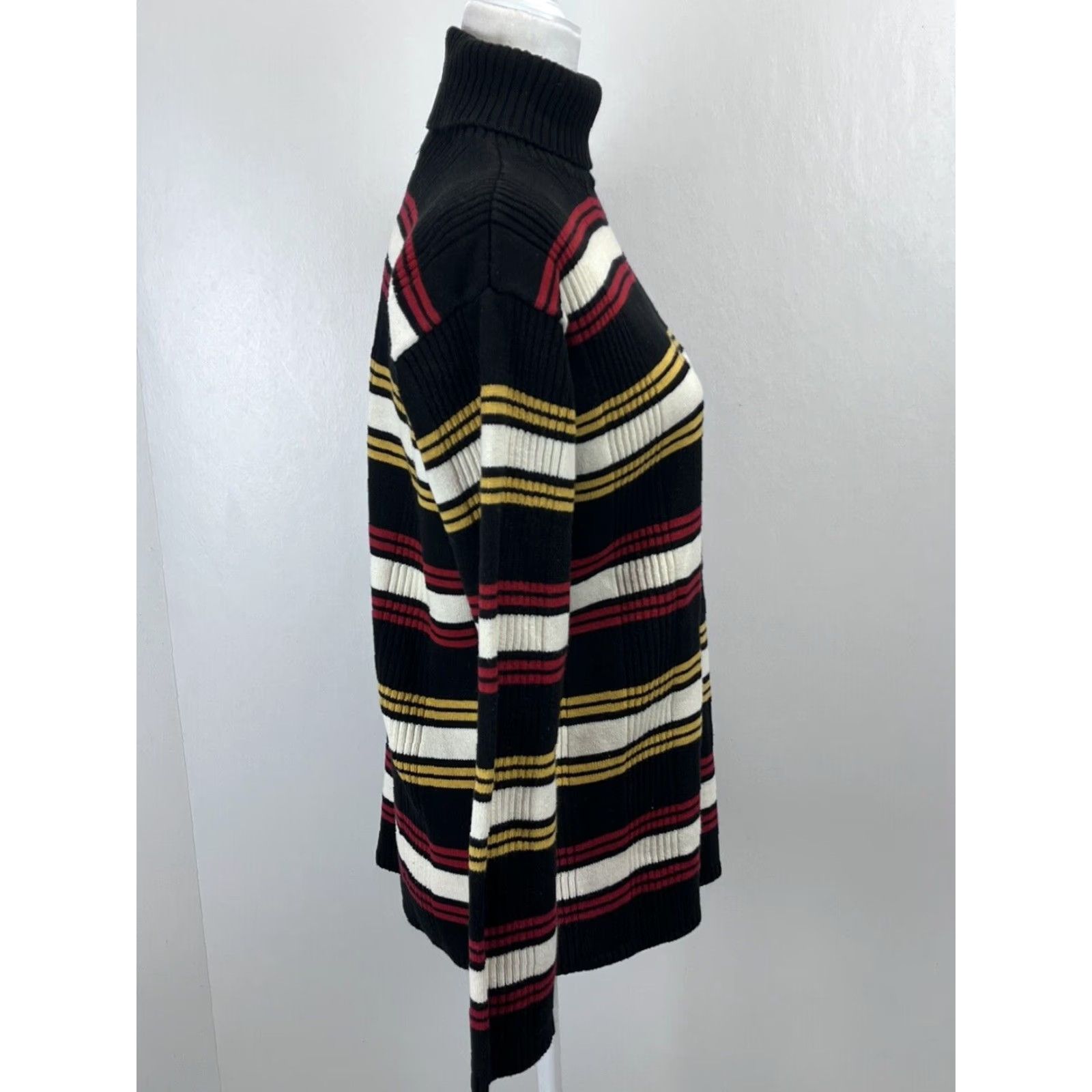 Tommy Hilfiger Womens Tommy Hilfiger Turtleneck Sweater Striped Ribbed Vtg Y2K Sz L VGUC Multicolor Long Sleeve Pullover 100% Cotton Size L / US 10 / IT 46 - 5 Thumbnail