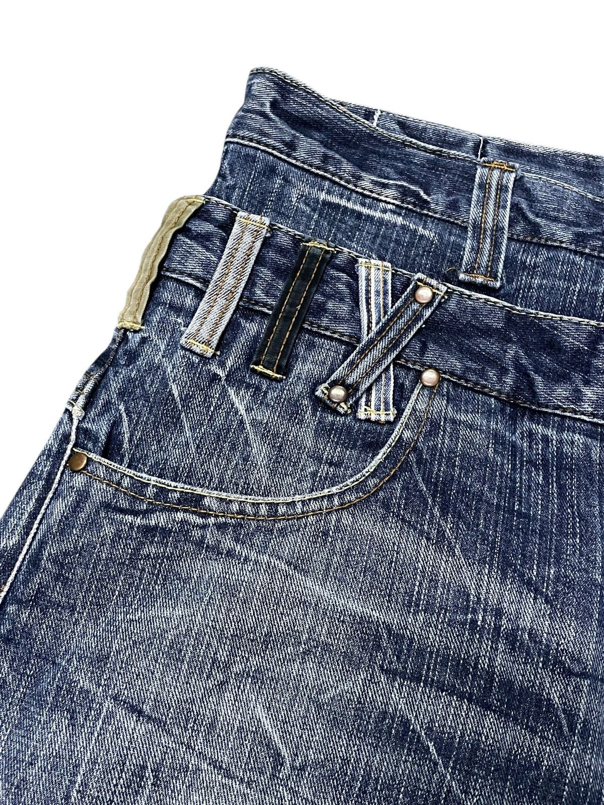 5351 POUR LES HOMMES × Japanese Brand × Tornado Mart DOMINATE Double Waist Spiral Honeycomb Wash Jeans Size US 34 / EU 50 - 10 Thumbnail