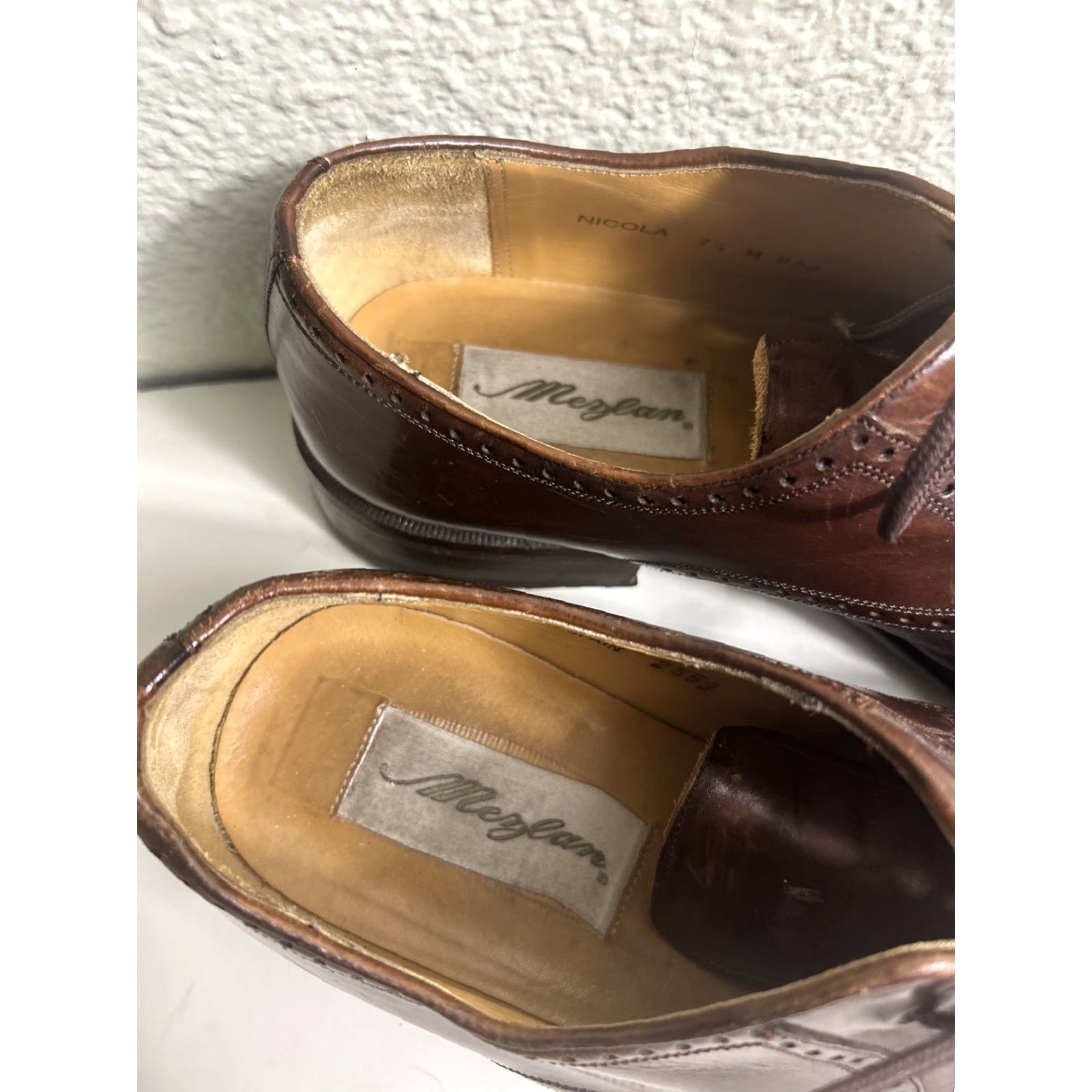 Mezlan MEZLAN Nicola Cap Toe Oxford Dress Shoes Mens 7.5 Brown Smooth & Pebbled Leather Shoes Size ONE SIZE - 6 Thumbnail