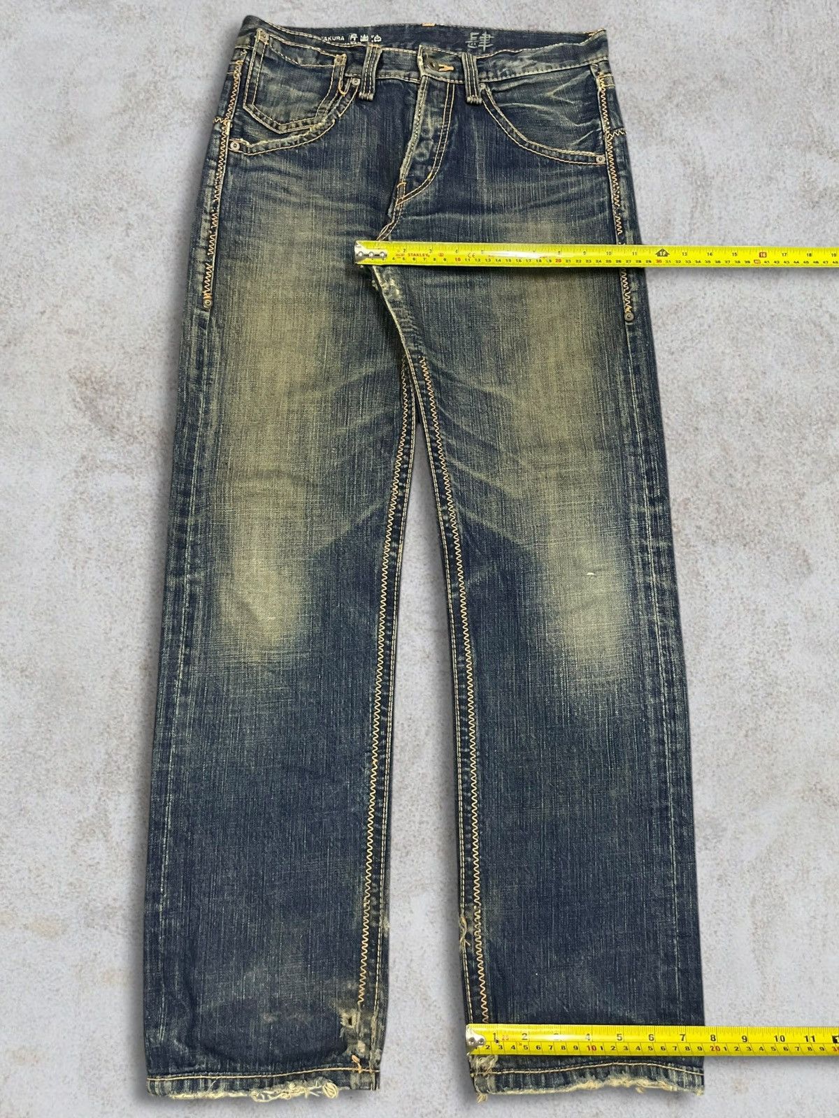 GOSTAR DE FUGA Keiji Itakura Japan Denim Mud Wash Button-Fly Frayed Jeans Size US 31 - 17 Thumbnail