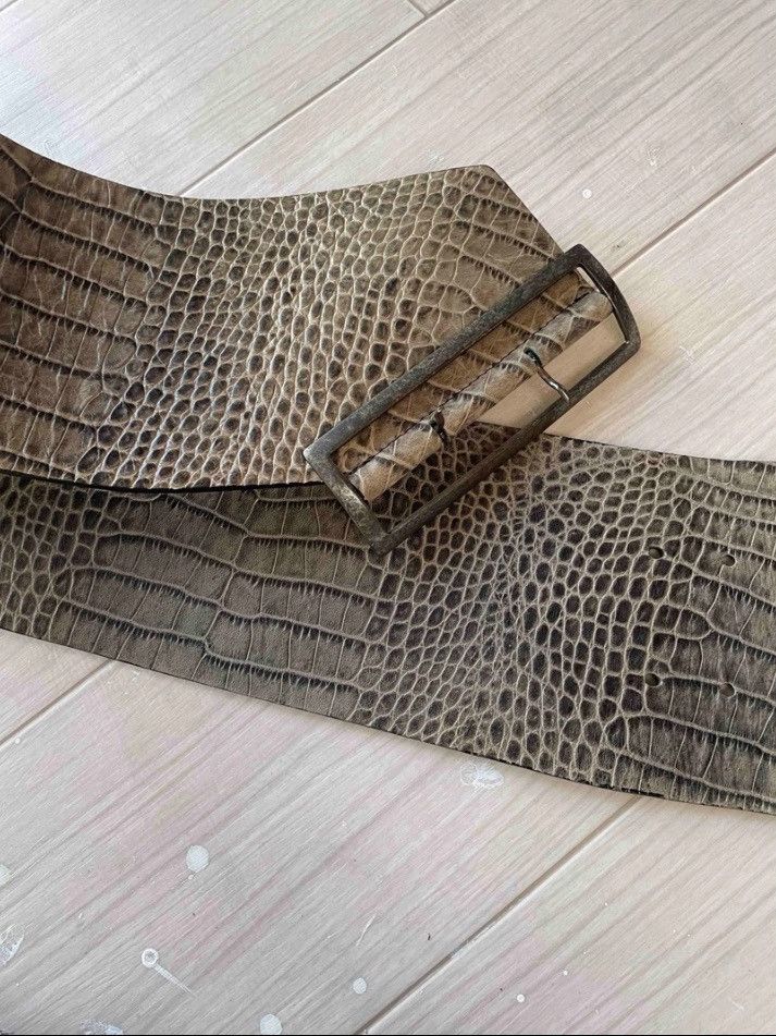Haider Ackermann Haider Ackermann Runway Croc Embossed Obi Wide Leather Belt Size ONE SIZE - 3 Thumbnail