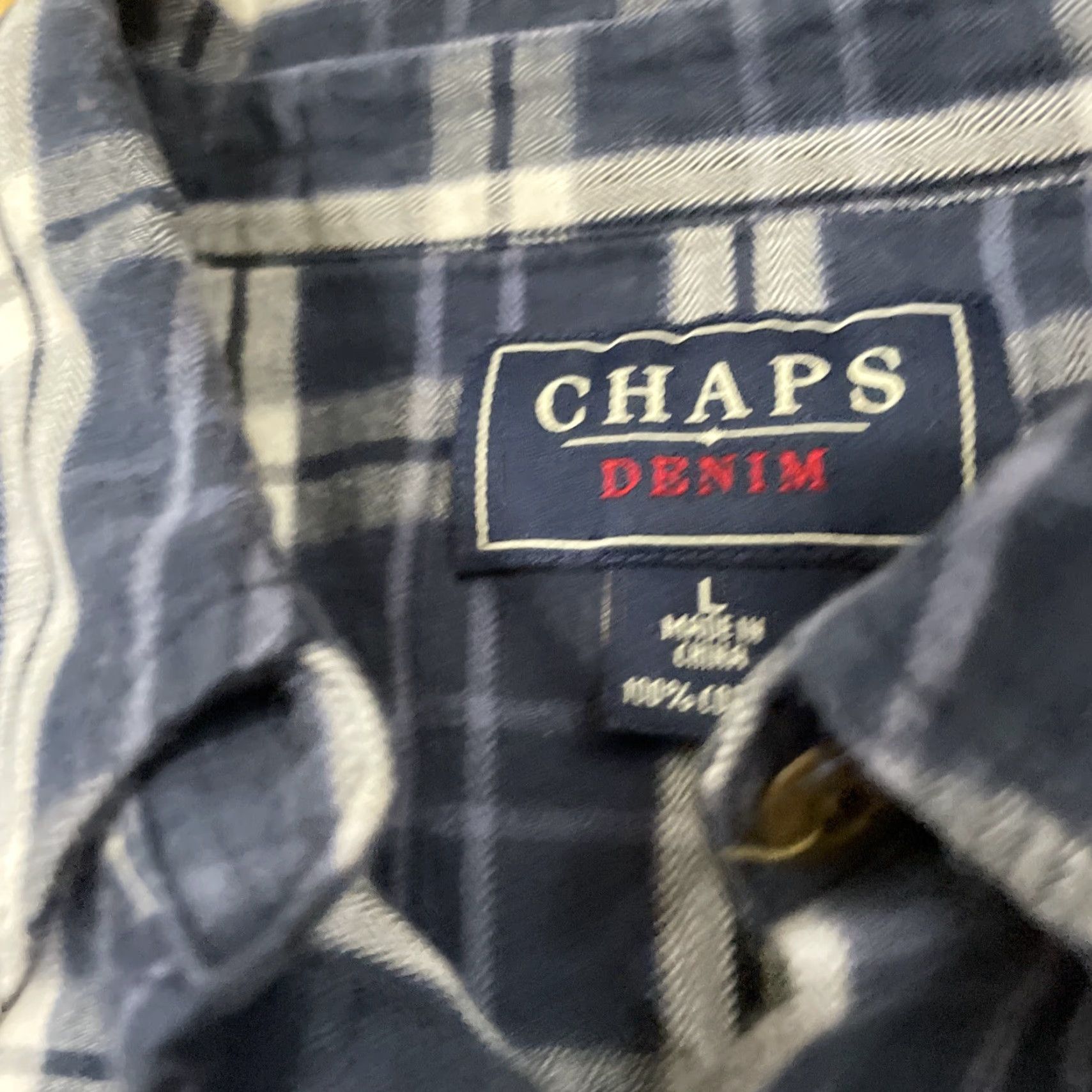Chaps CHAPS Denim Cotton Shirt Women L Blue Plaid Button-Up Long Sleeve Western Size L / US 10 / IT 46 - 5 Thumbnail