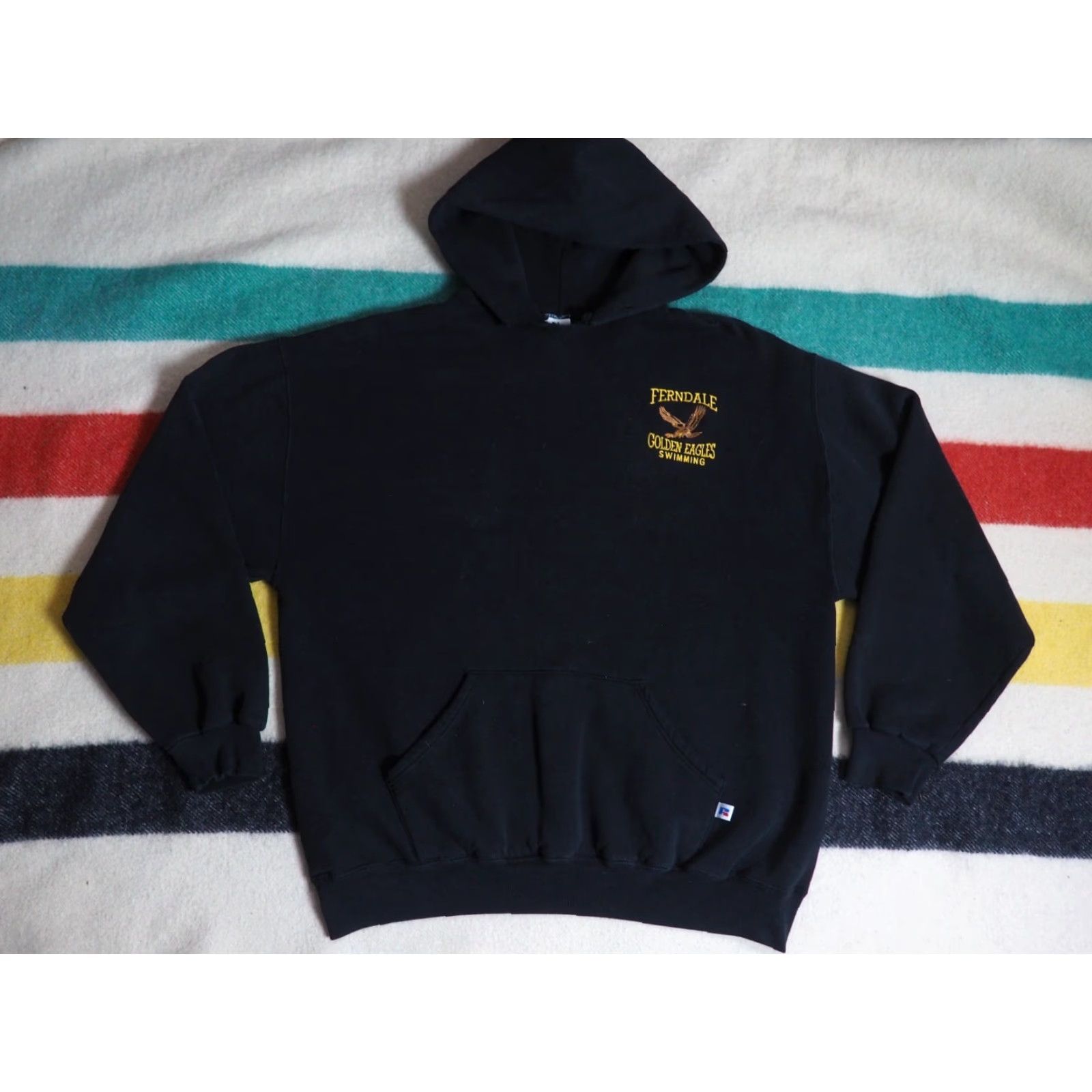 Russell Athletic VTG Russell Athletic Hoodie Pullover Mens XL Crew Neck Fleece Black US Made 90s Logo Hooded Sweatshirt Mens Size US XL / EU 56 / 4 - 2 Thumbnail