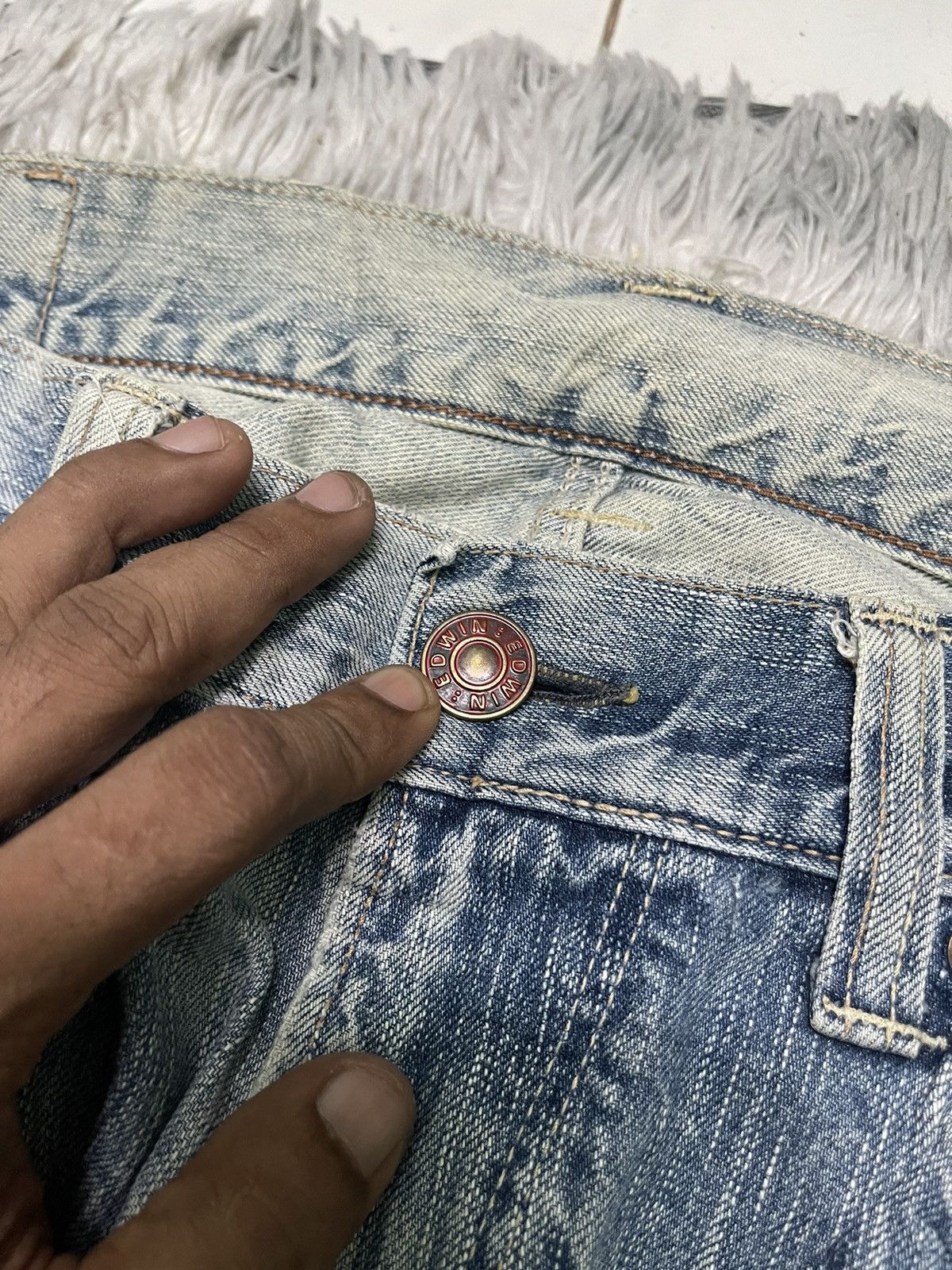 Edwin 2000s EDWIN 503 JEANS RARE DESIGN DISTRESSED Size US 36 / EU 52 - 8 Thumbnail